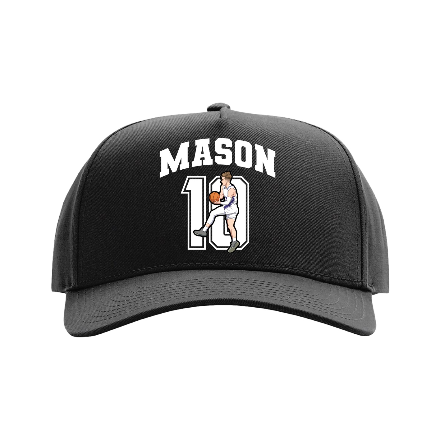 Full Fabric Five-Panel Champ Cap — Number in Black