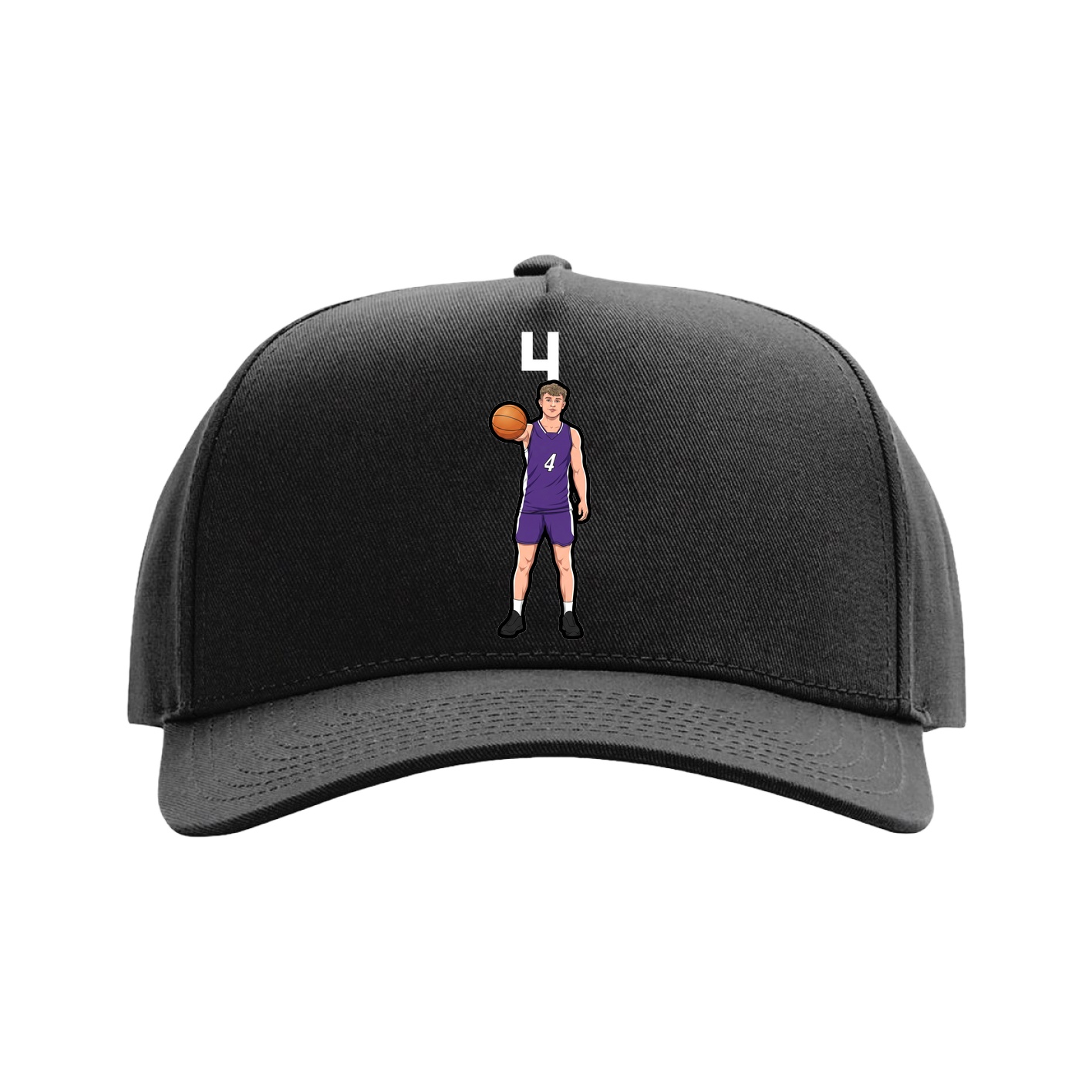 Full Fabric Five-Panel Champ Cap — Number Top in Black