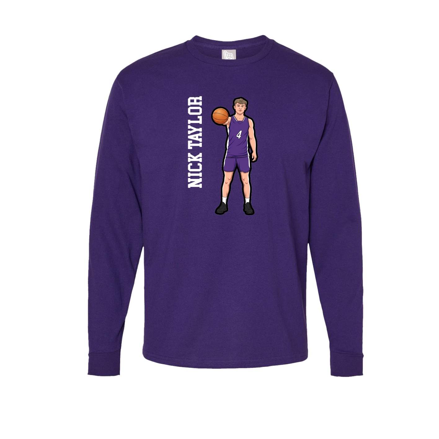Long Sleeve Tee — Name Vertical in Purple