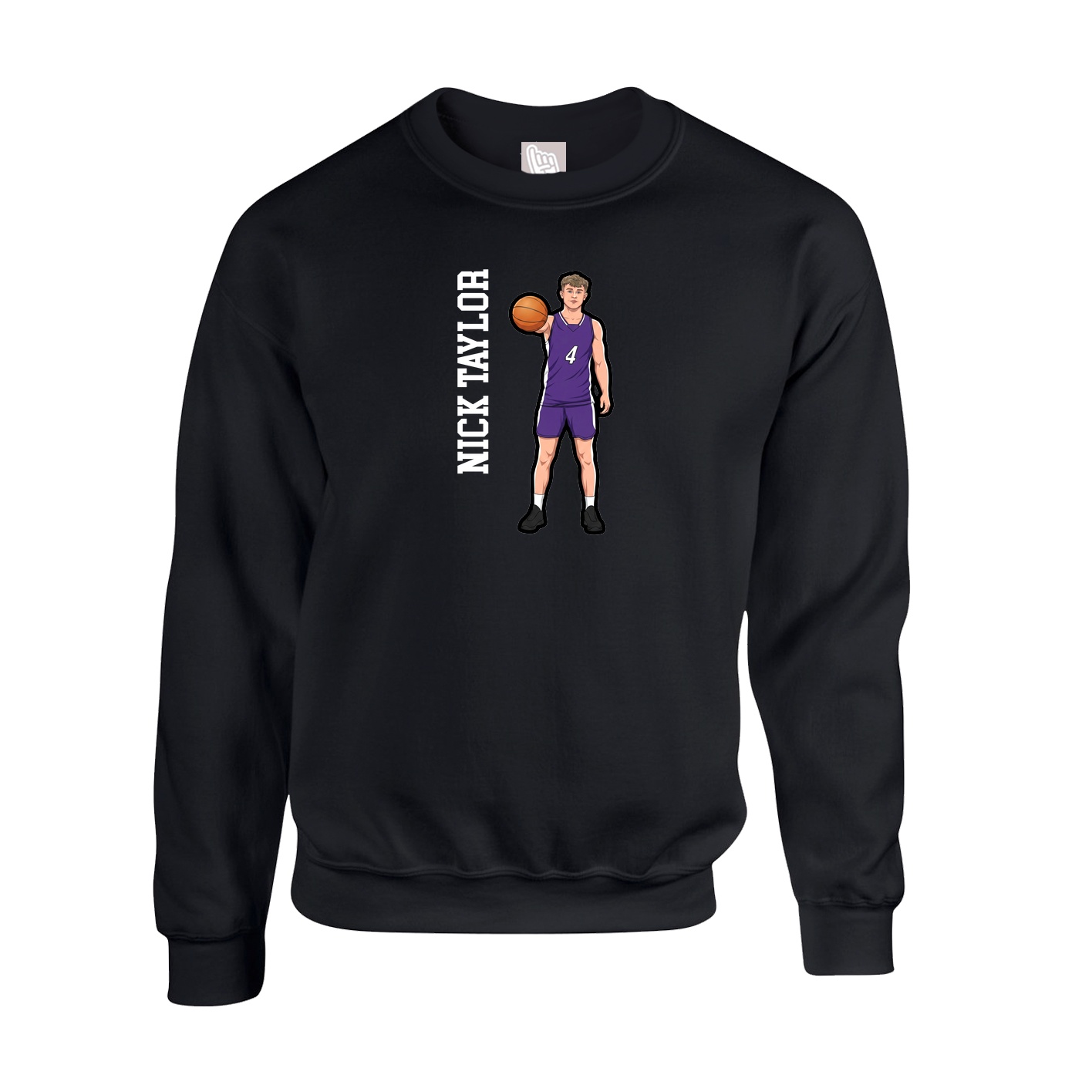 Fleece Crew — Name Vertical in Black