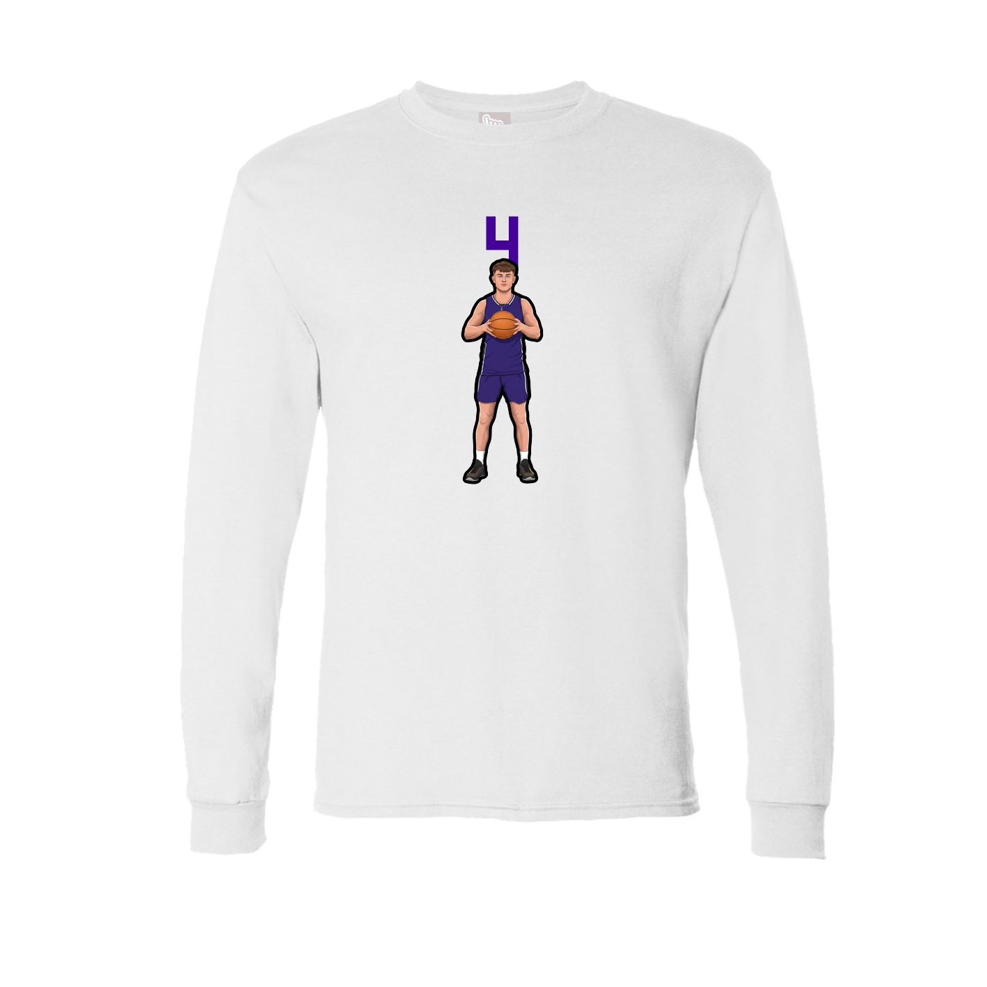 Long Sleeve Tee — Number Top in White