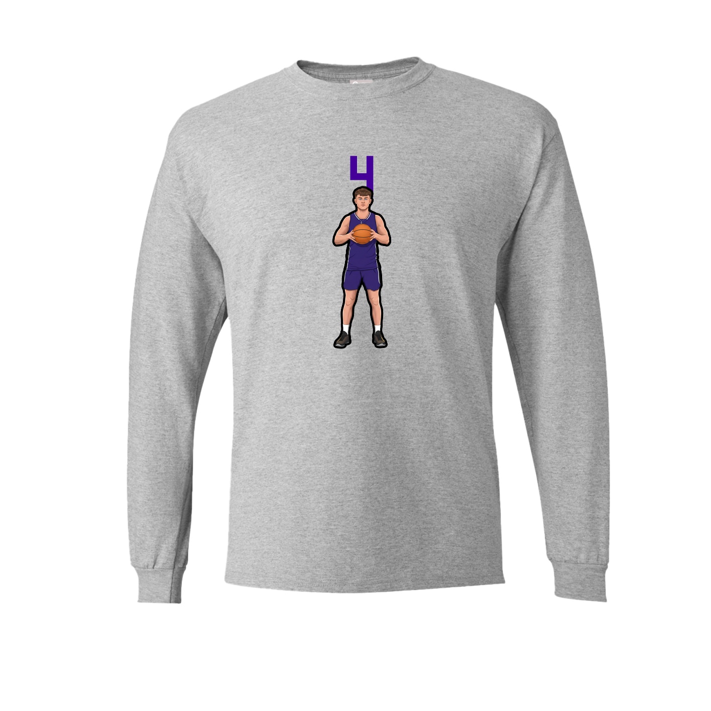 Long Sleeve Tee — Number Top in Grey