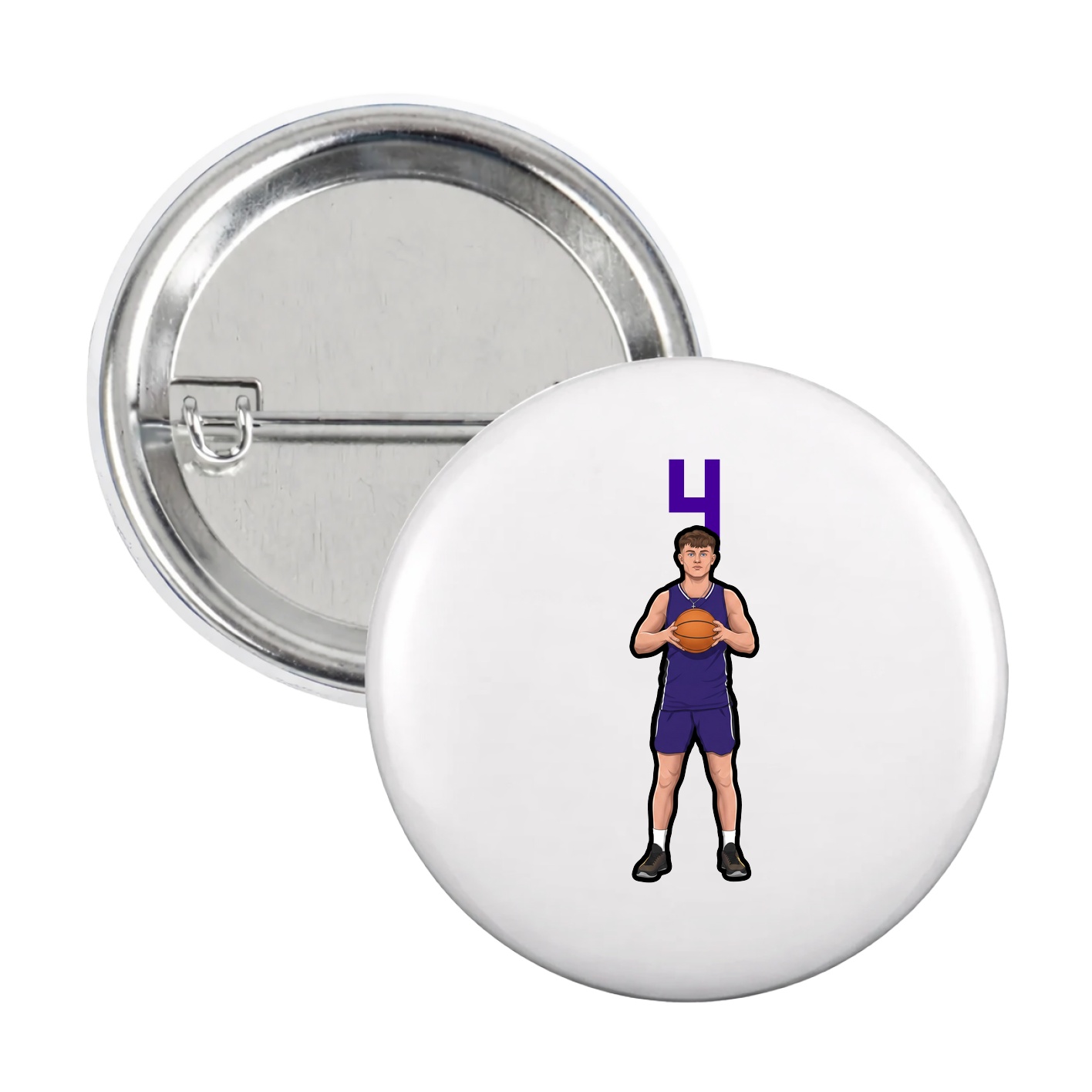 Game Day Button — Number Top in White