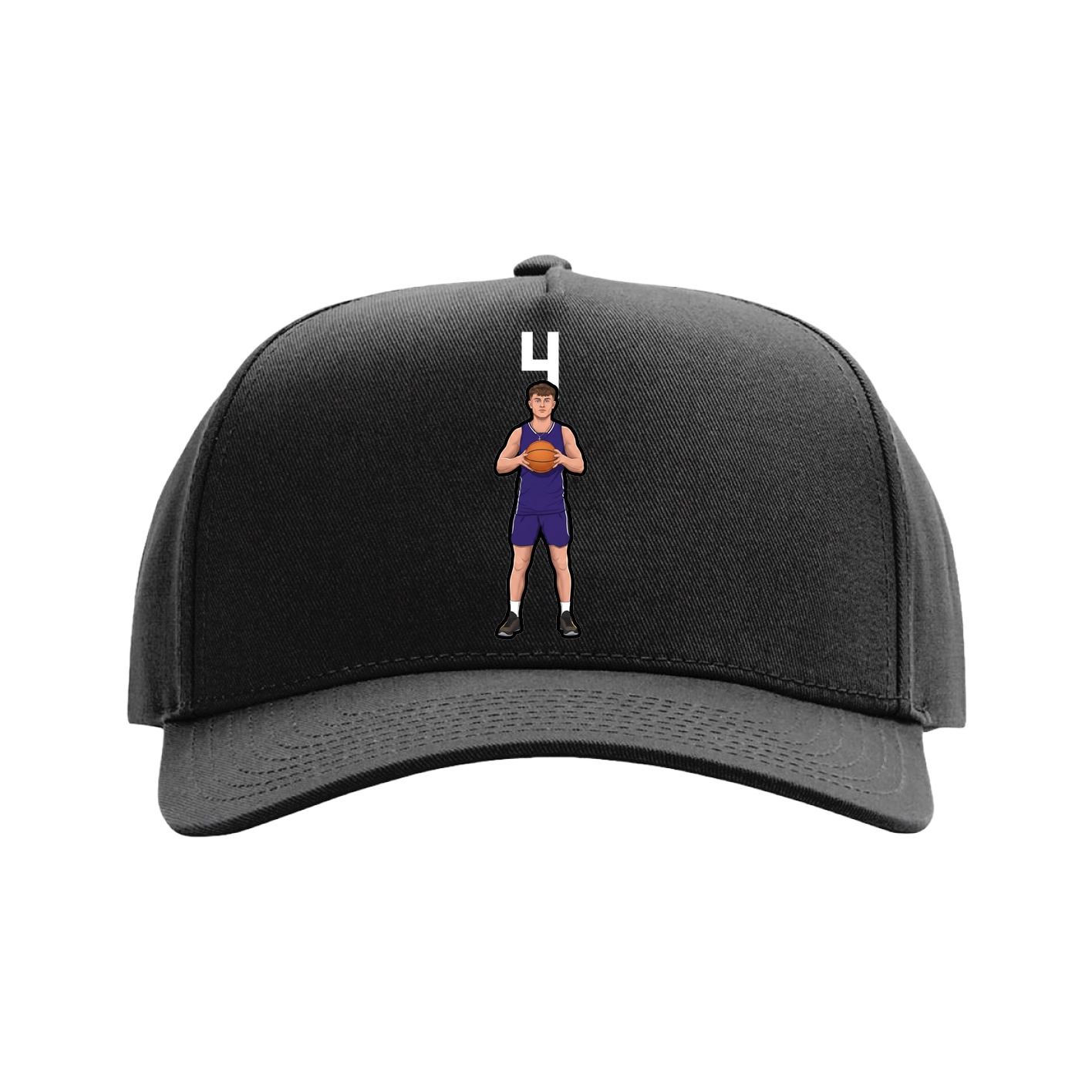 Full Fabric Five-Panel Champ Cap — Number Top in Black