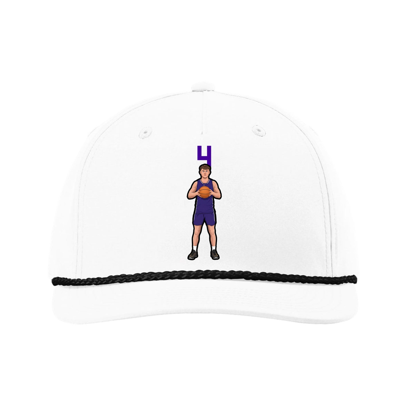 Five-Panel Classic Rope Cap — Number Top in White
