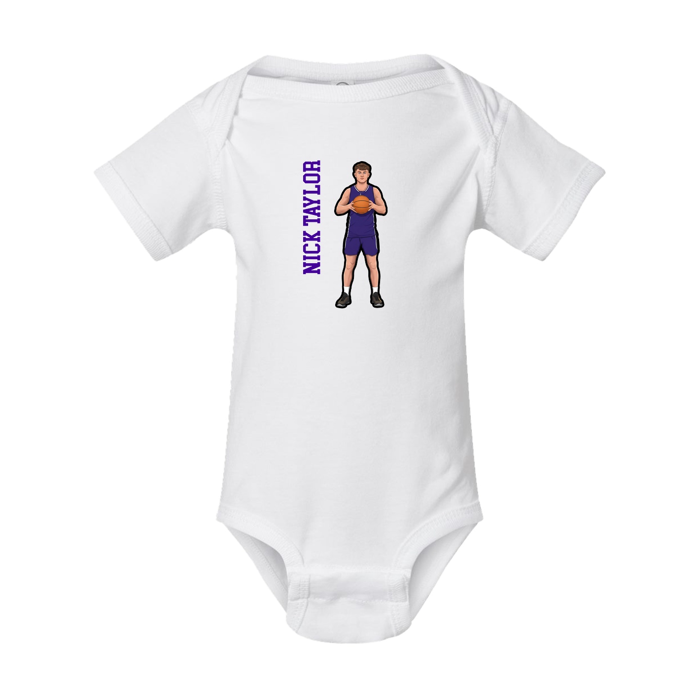Baby Onesie — Name Vertical in White