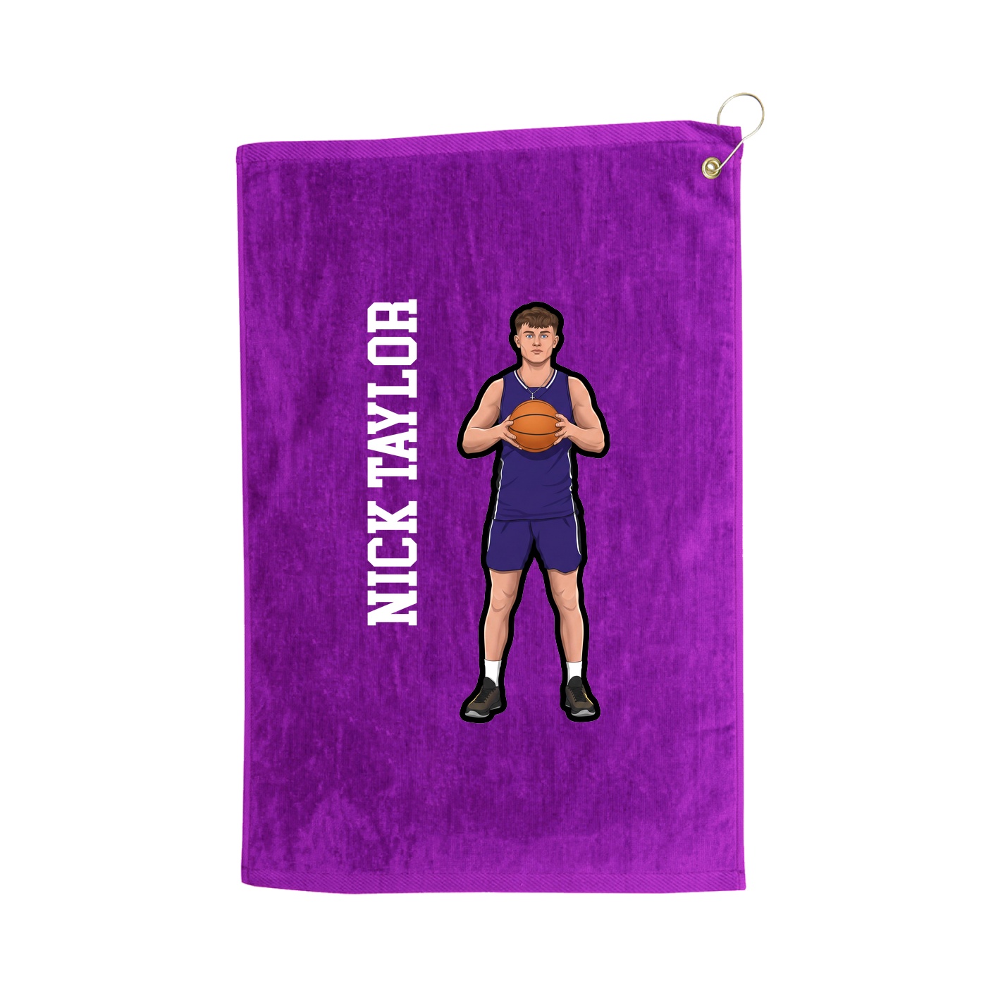 Golf Towel — Name Vertical in Purple