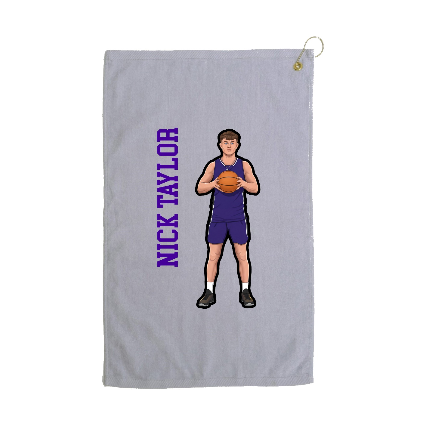 Golf Towel — Name Vertical in Grey