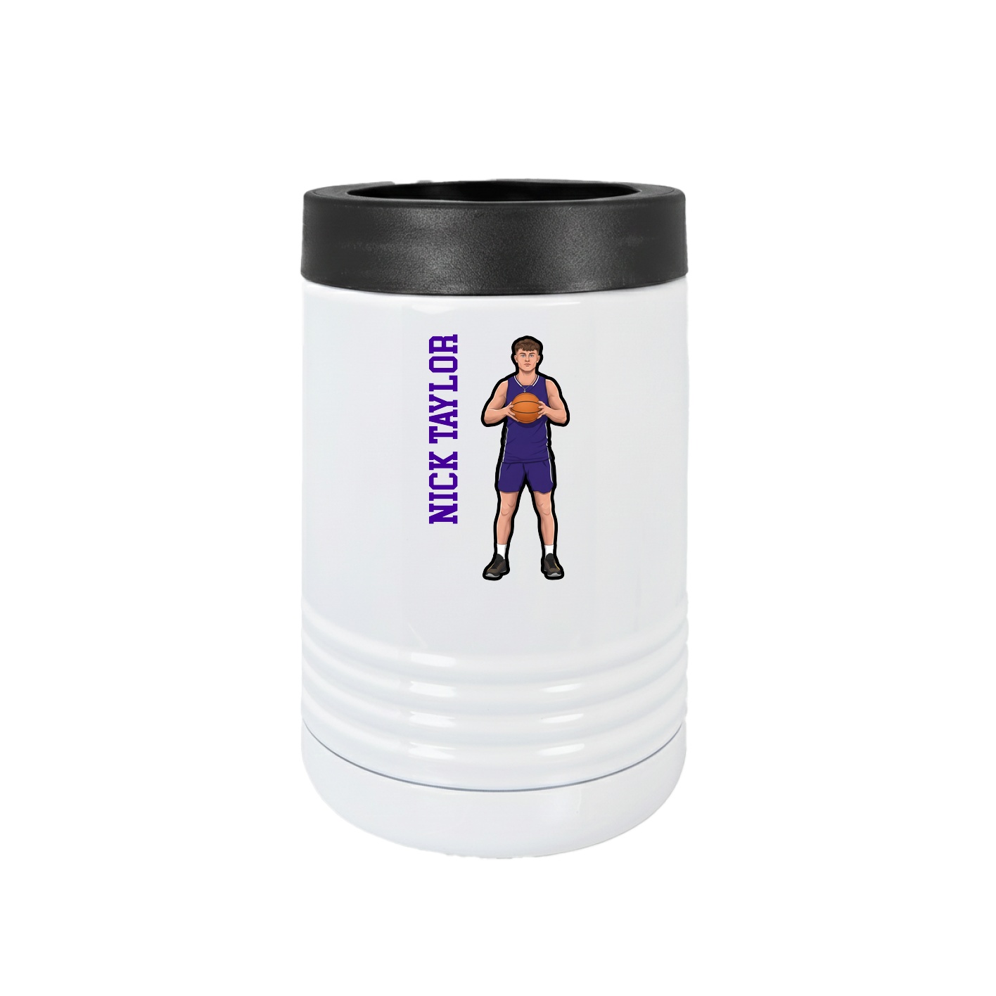 Beverage Holder — Name Vertical in White