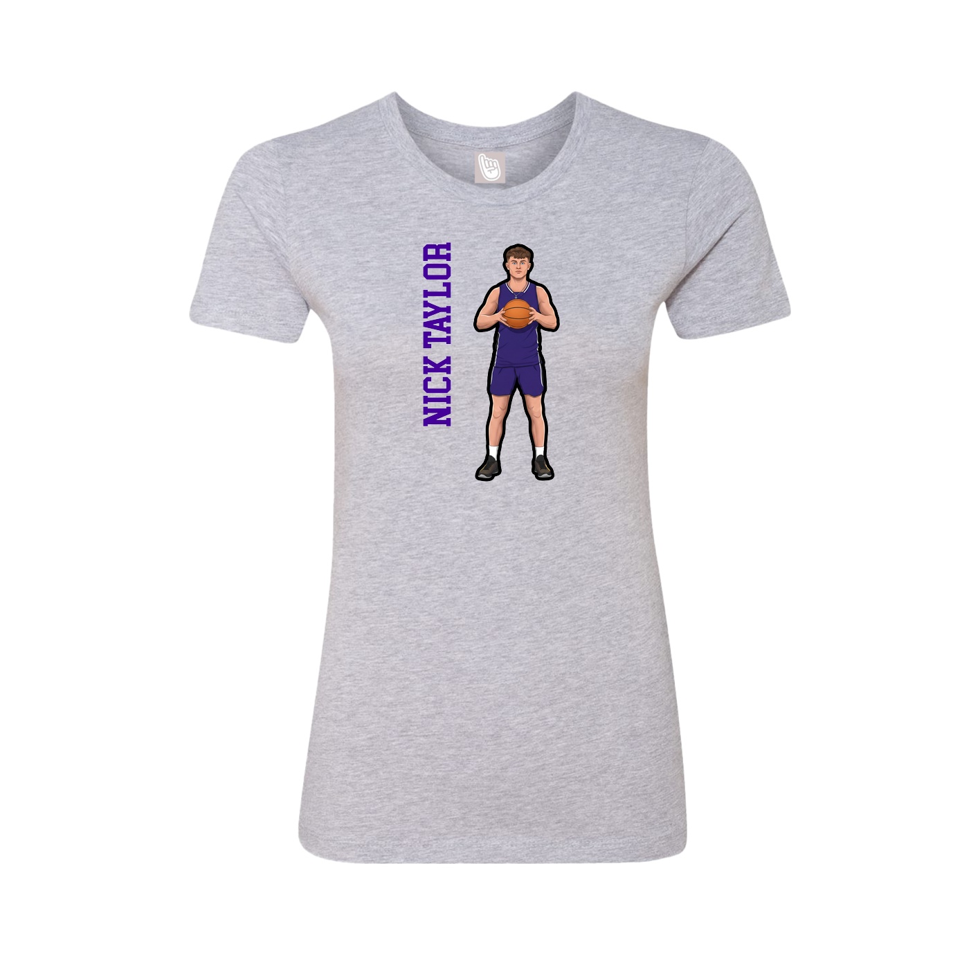 Womens Tee — Name Vertical in Grey