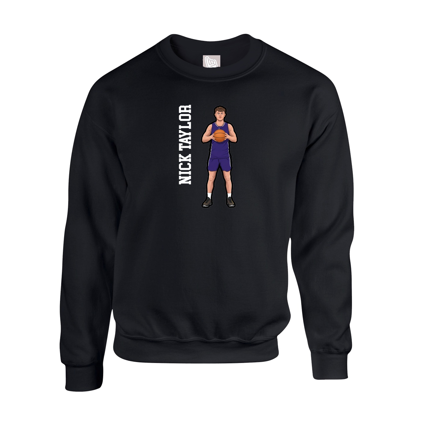 Fleece Crew — Name Vertical in Black