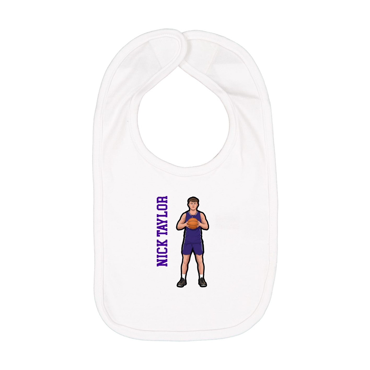 Infant Bib — Name Vertical in White