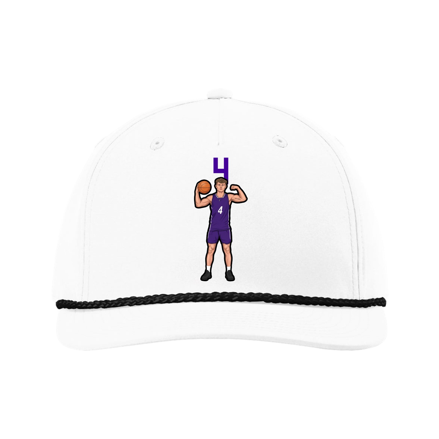 Five-Panel Classic Rope Cap — Number Top in White