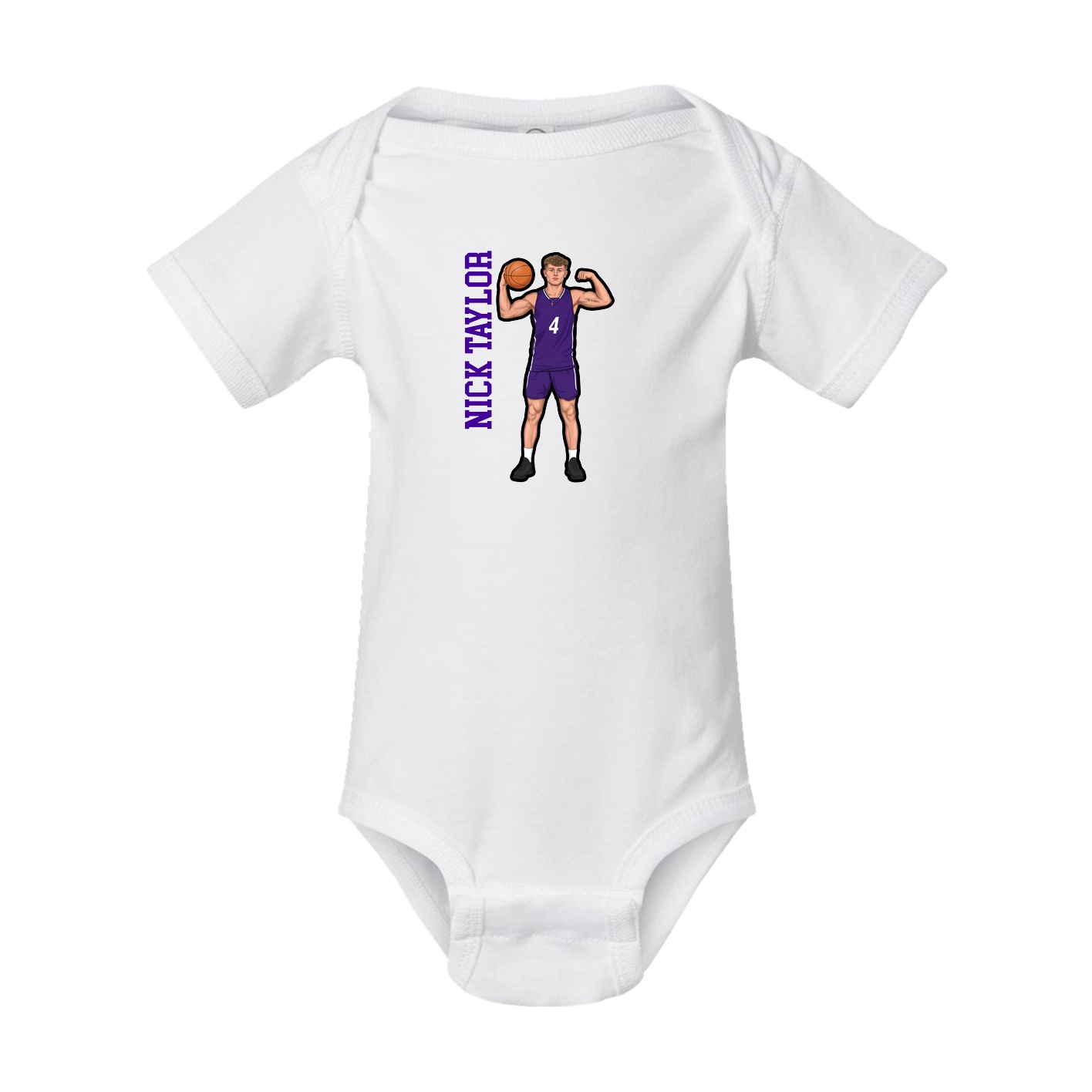 Baby Onesie — Name Vertical in White