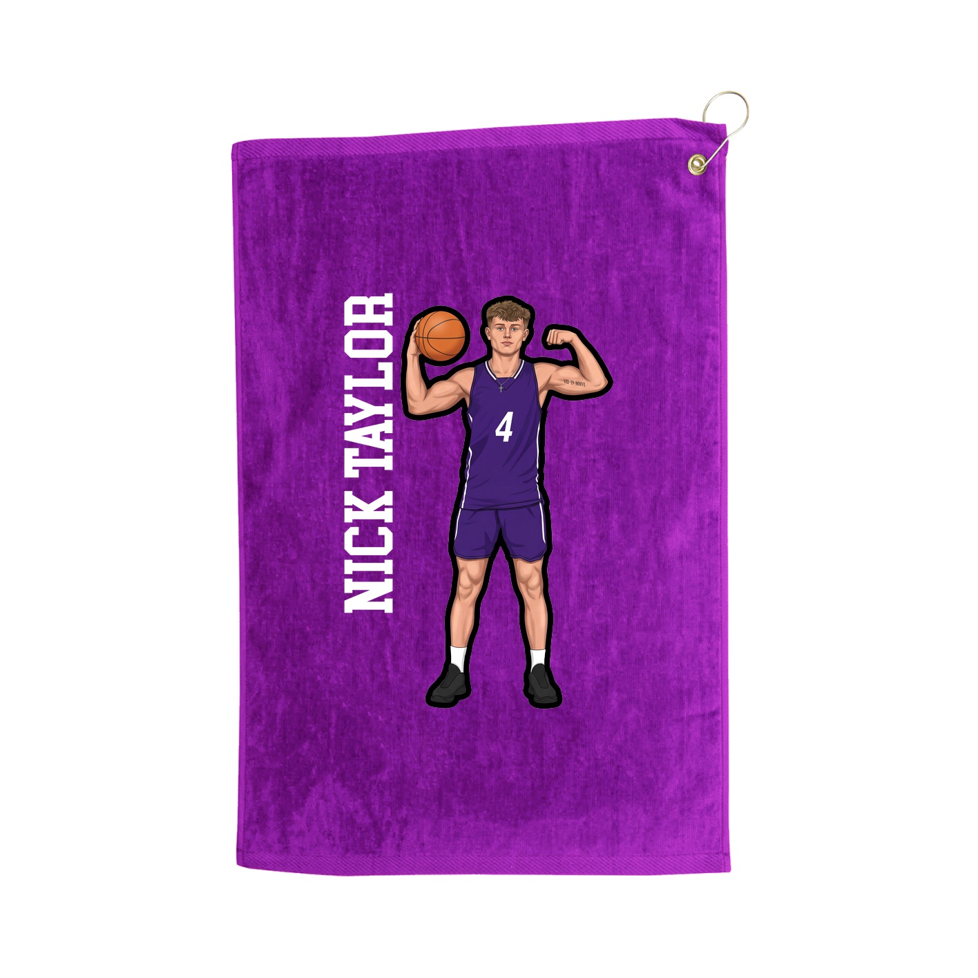 Golf Towel — Name Vertical in Purple