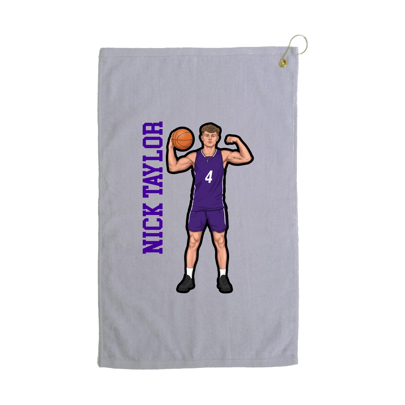 Golf Towel — Name Vertical in Grey