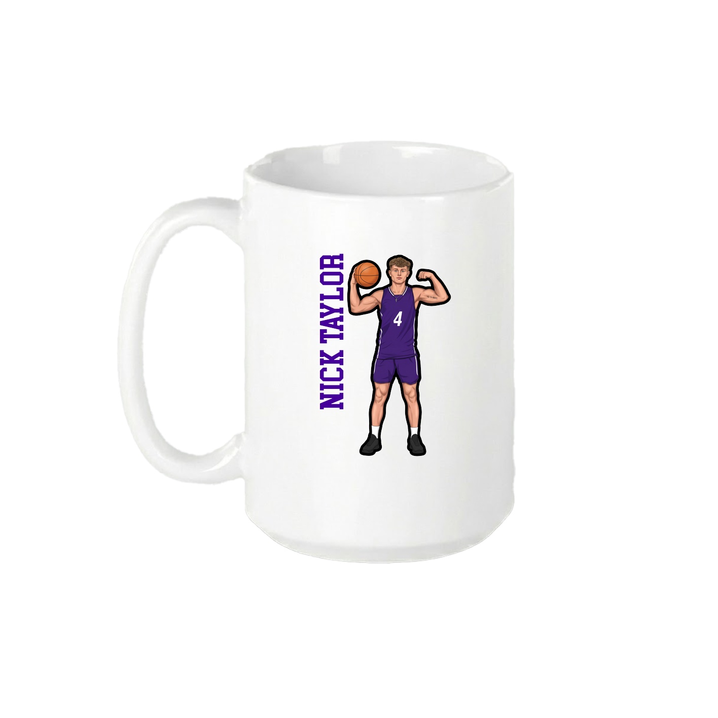15oz Coffee Mug — Name Vertical in White