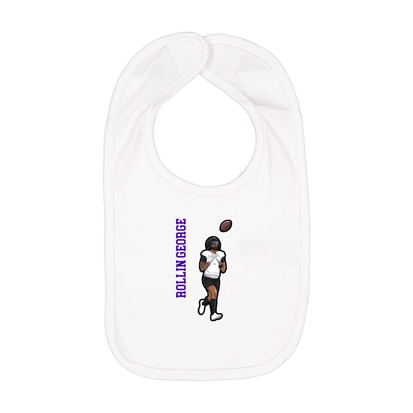 Infant Bib — Name Vertical in White