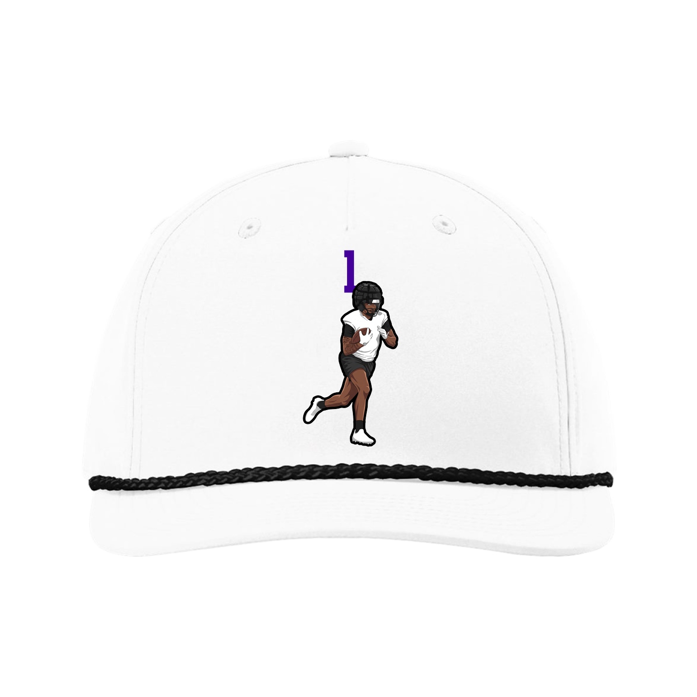 Five-Panel Classic Rope Cap — Number Top in White