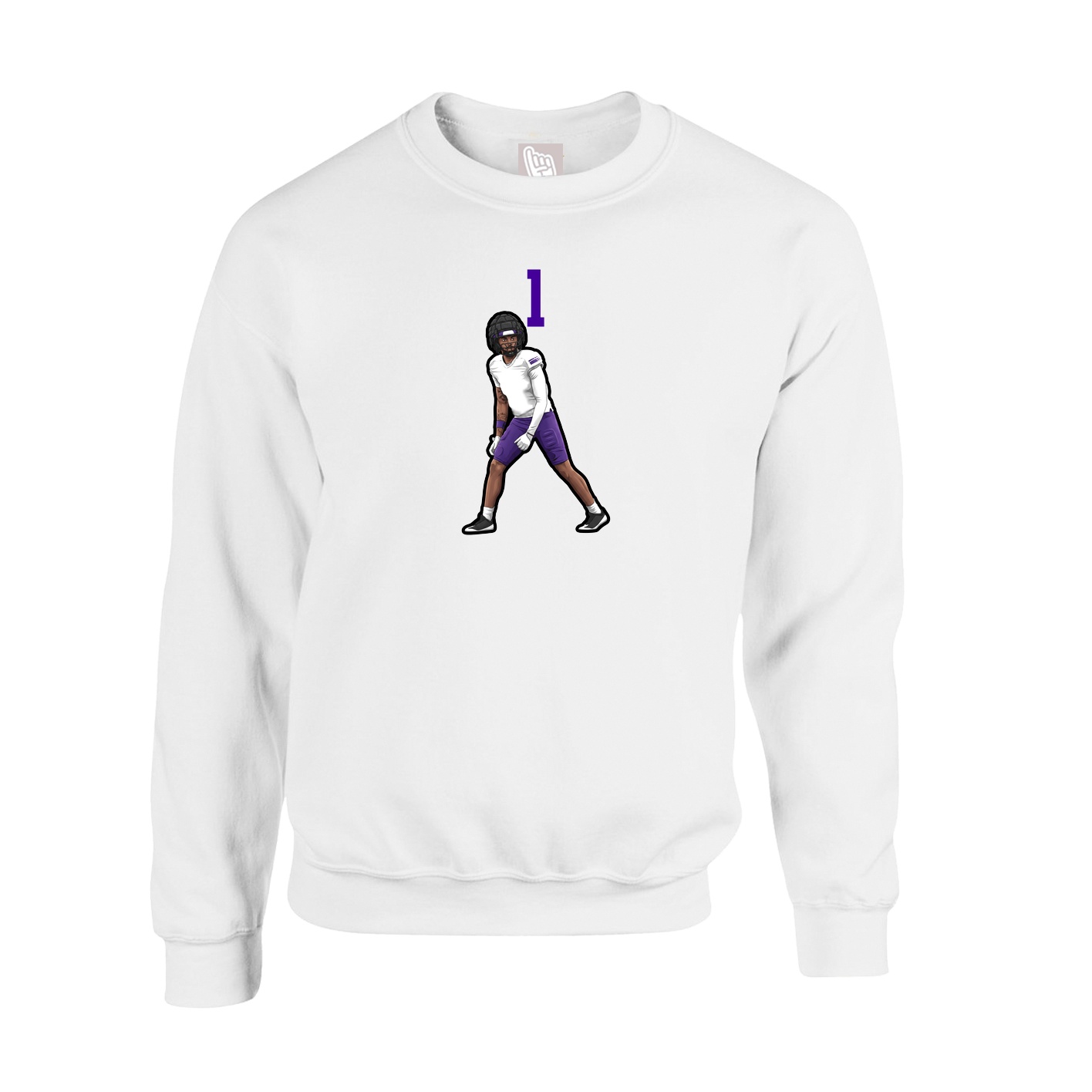Fleece Crew — Number Top in White