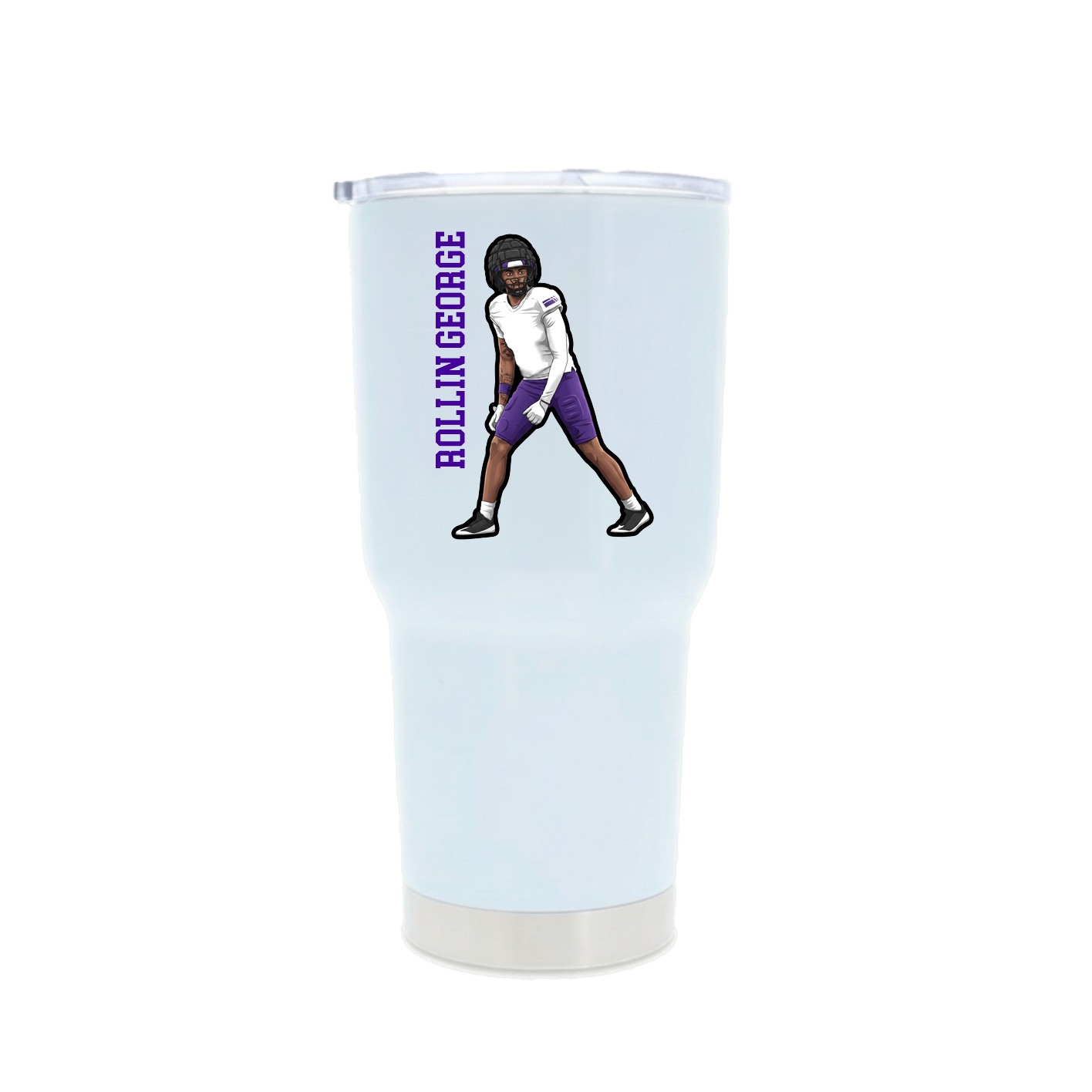 30oz Stainless Steel Tumbler — Name Vertical in White