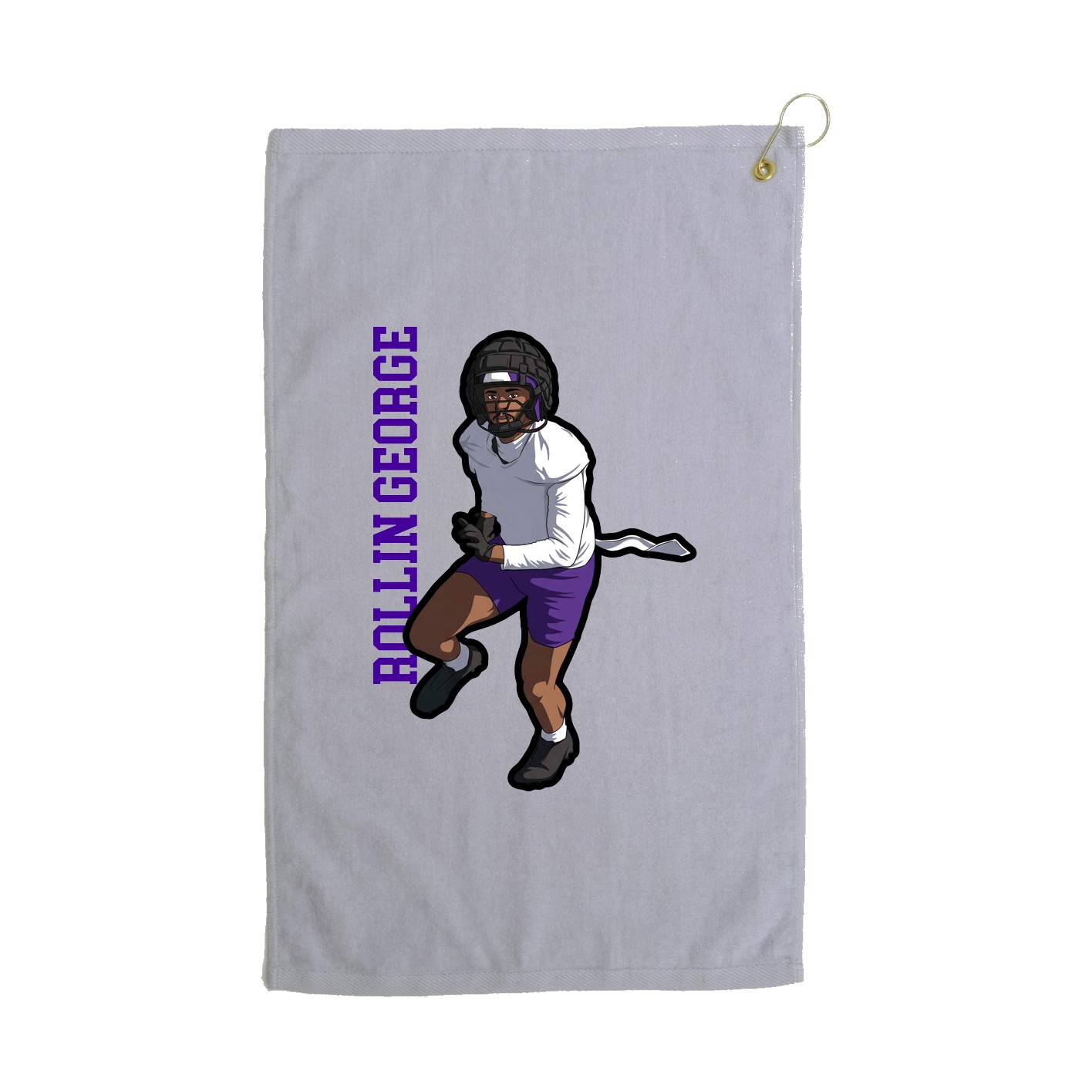 Golf Towel — Name Vertical in Grey