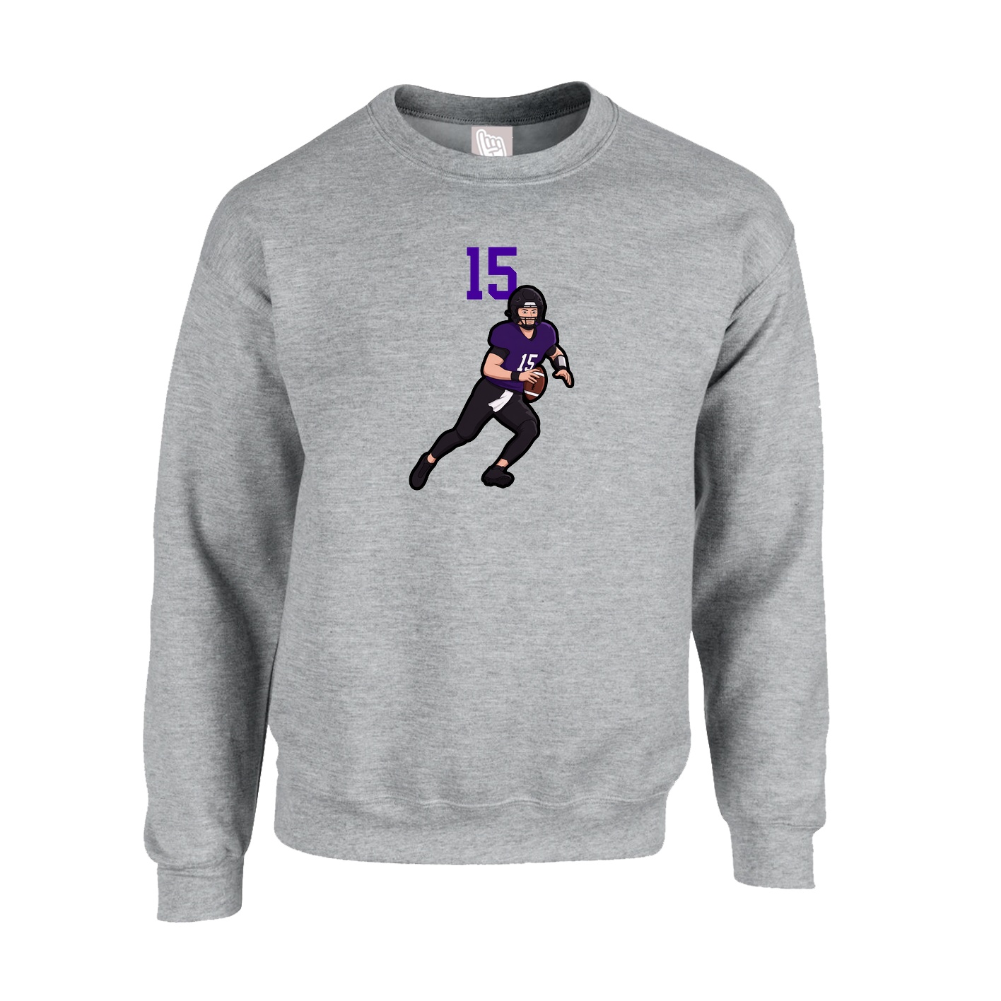 Fleece Crew — Number Top in Grey