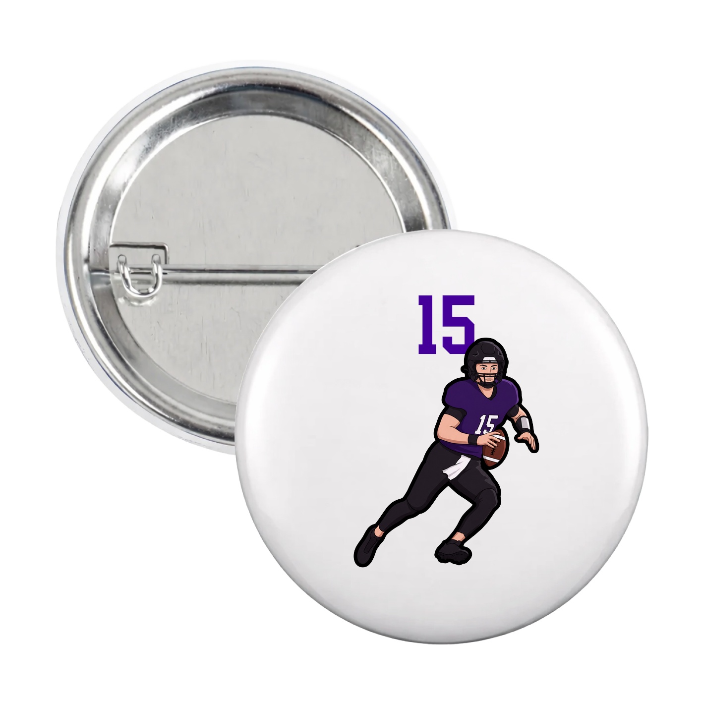 Game Day Button — Number Top in White
