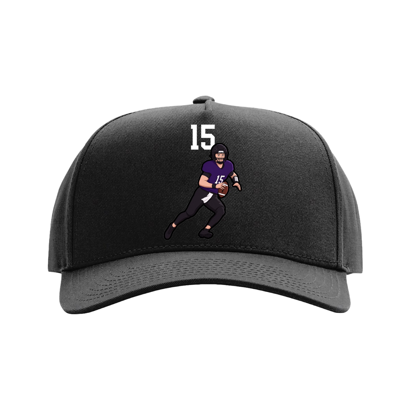 Full Fabric Five-Panel Champ Cap — Number Top in Black