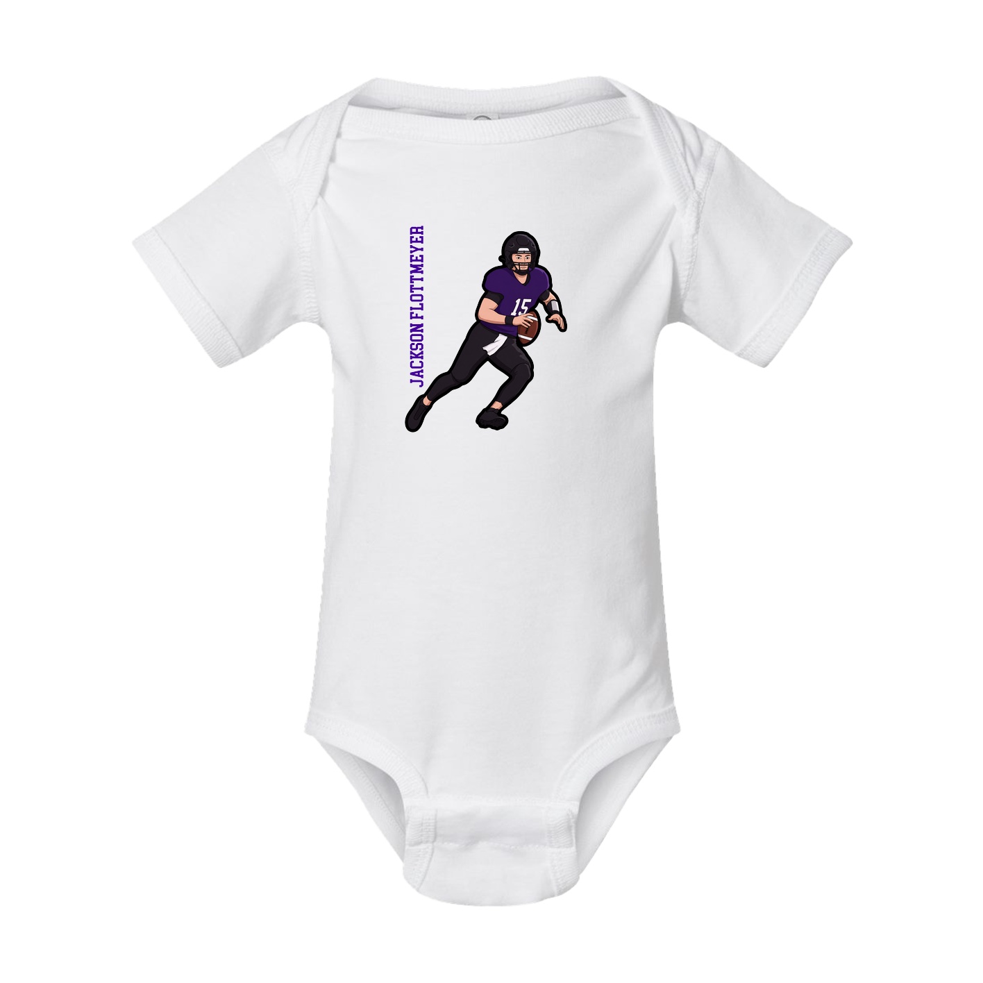 Baby Onesie — Name Vertical in White
