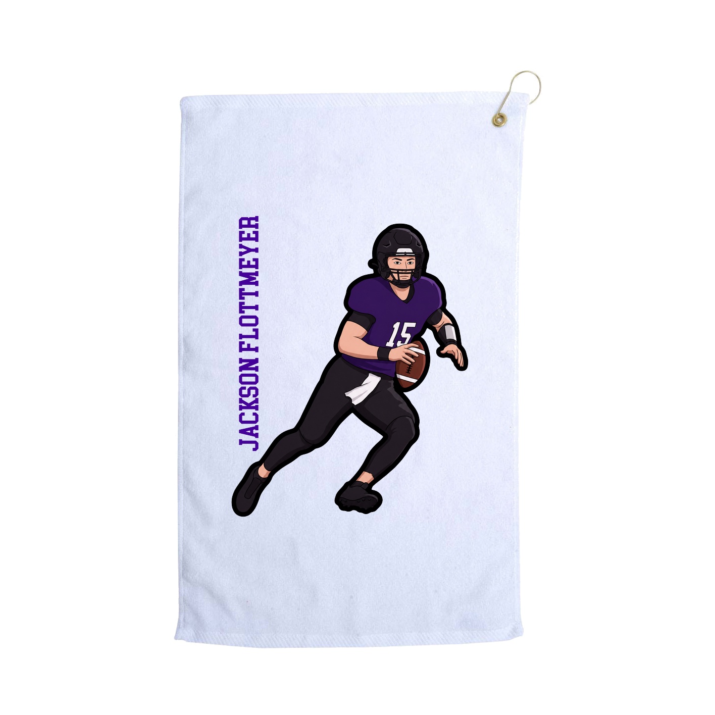 Golf Towel — Name Vertical in White