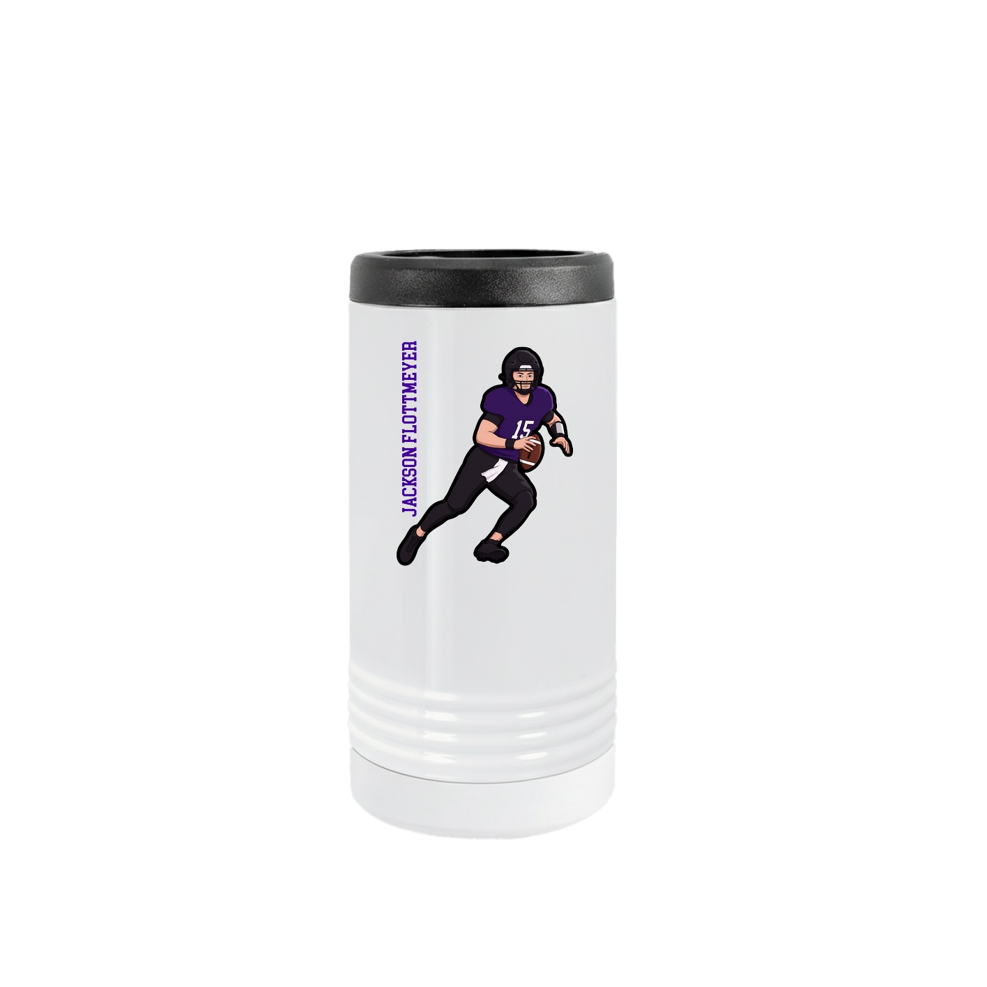 Slim Beverage Holder — Name Vertical in White
