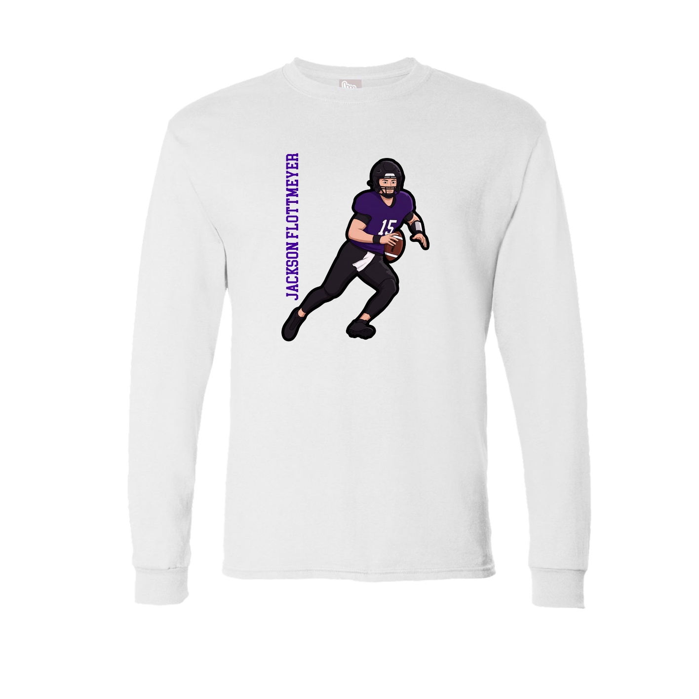 Long Sleeve Tee — Name Vertical in White