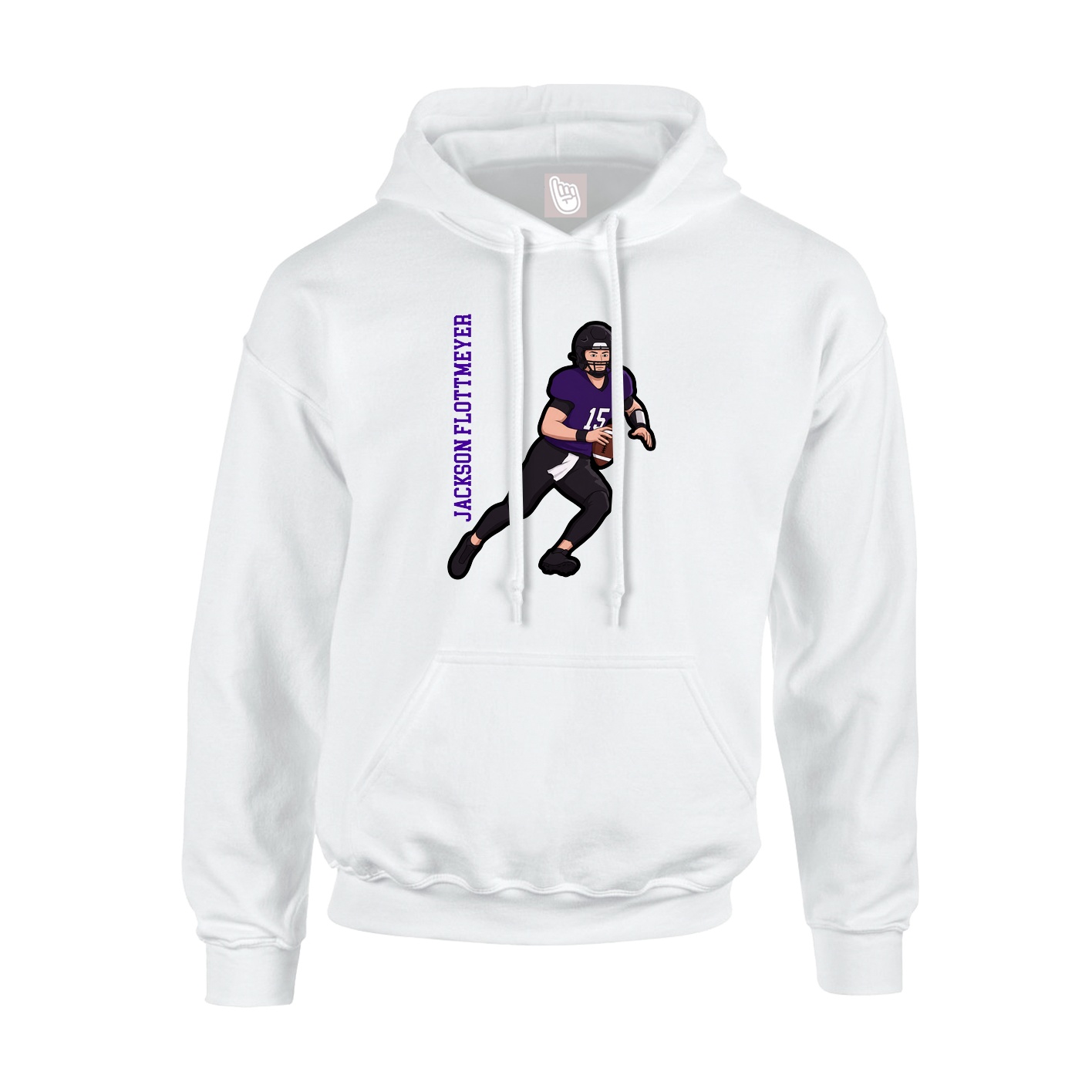 Youth Hoodie — Name Vertical in White