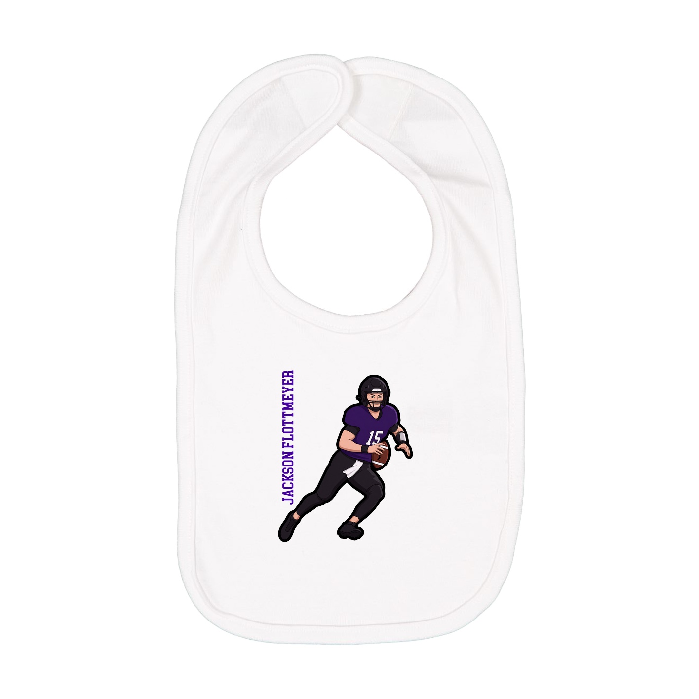Infant Bib — Name Vertical in White