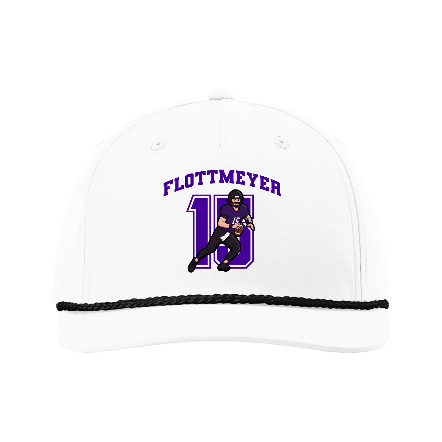 Five-Panel Classic Rope Cap — Number in White