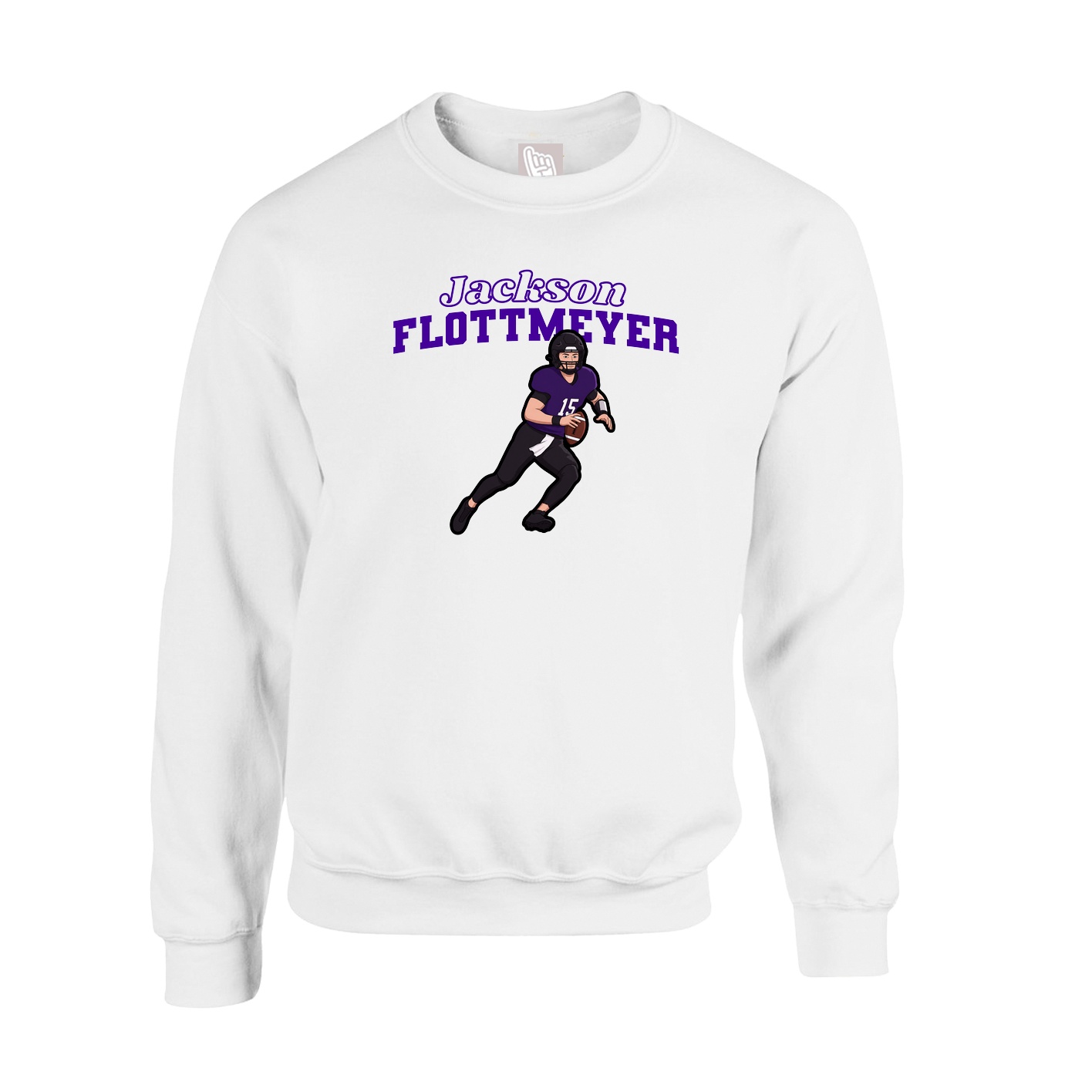 Fleece Crew — Name Arch in White