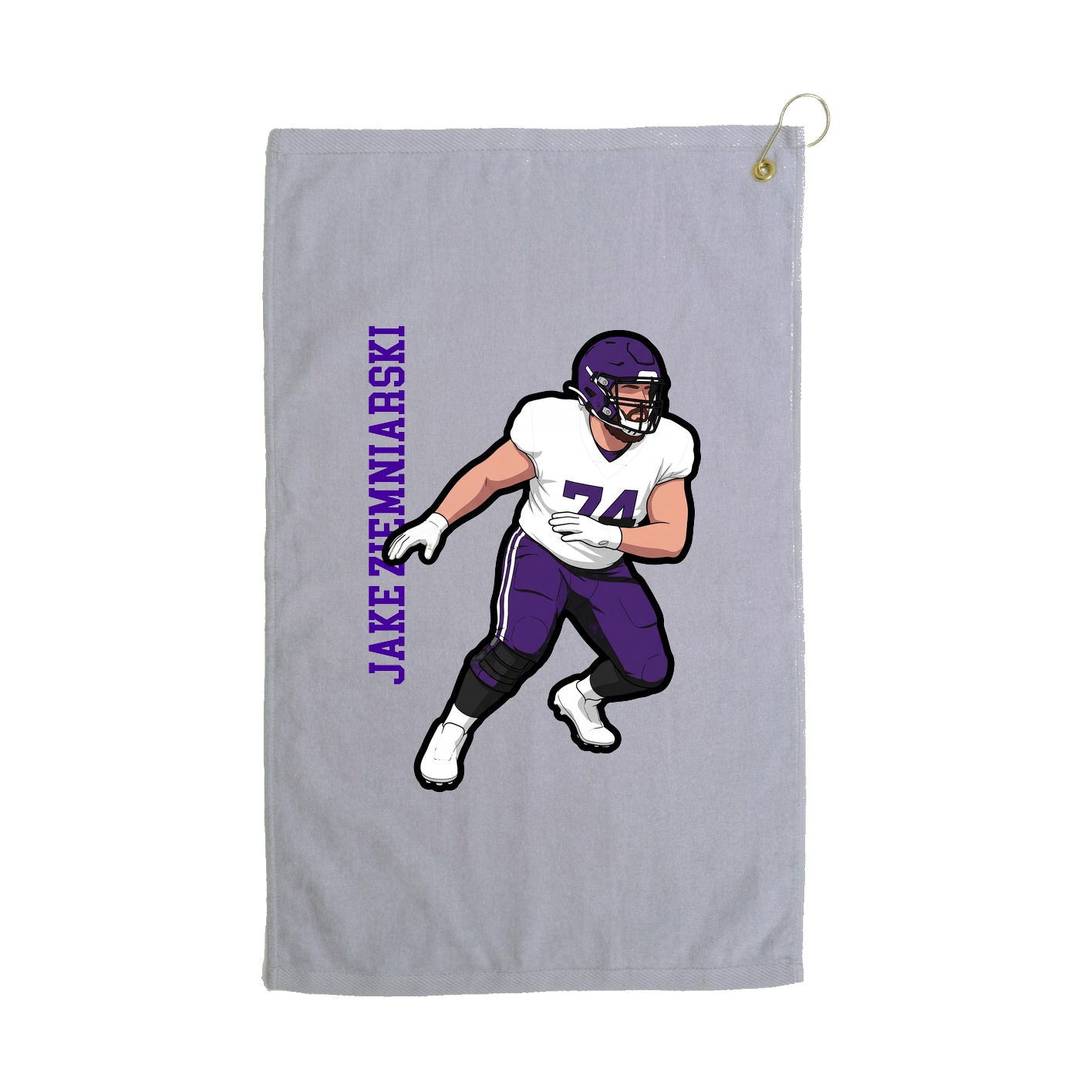 Golf Towel — Name Vertical in Grey