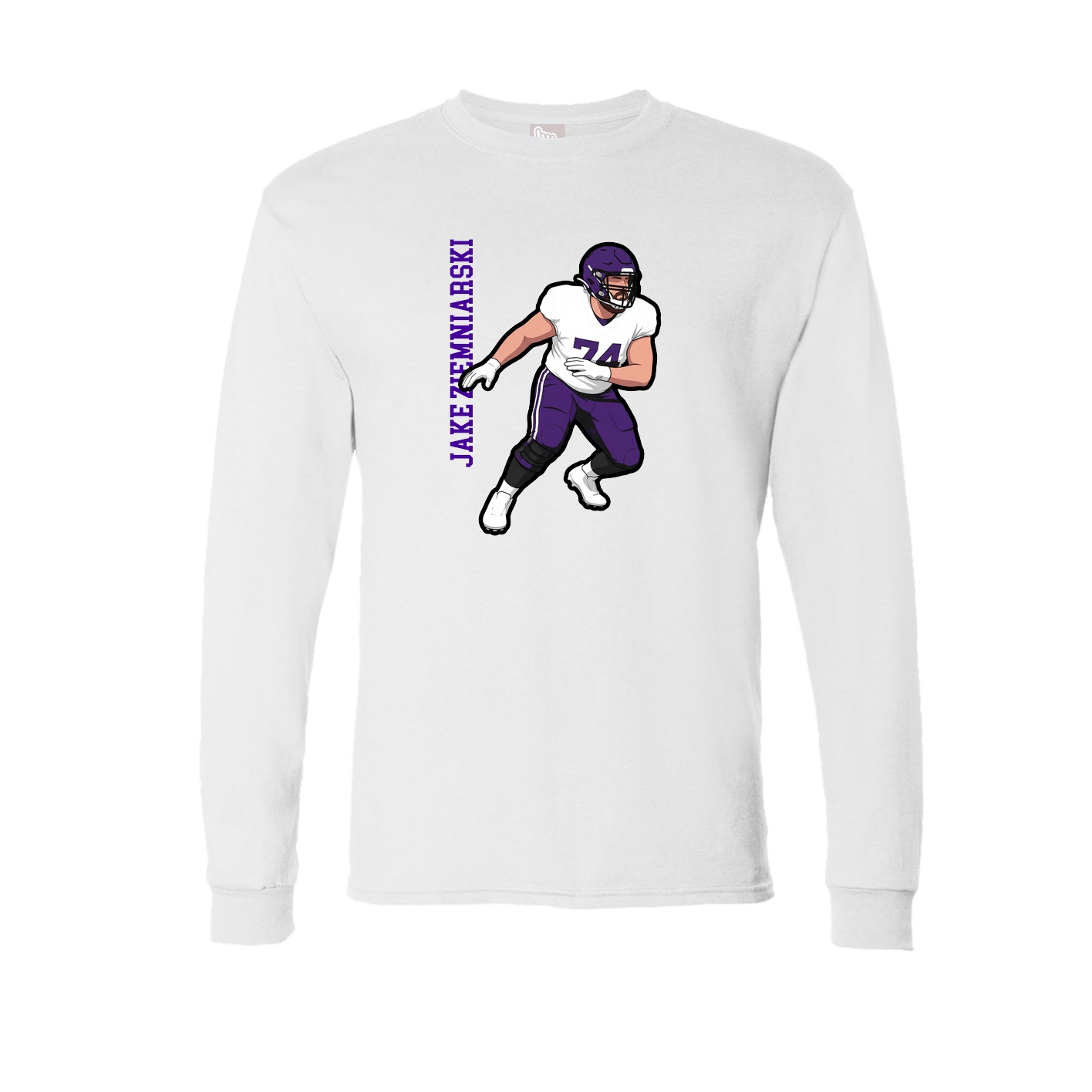 Long Sleeve Tee — Name Vertical in White