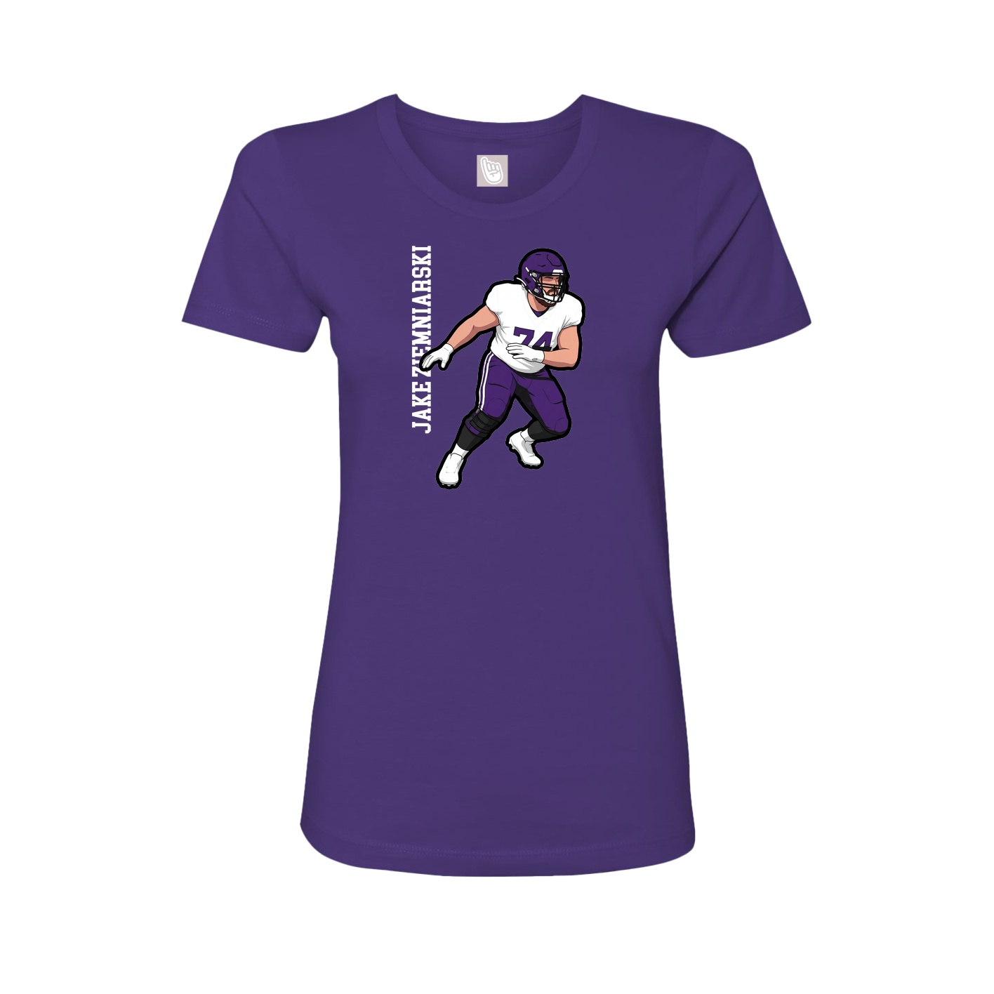 Fitted Women's Tee — Name Vertical in Purple