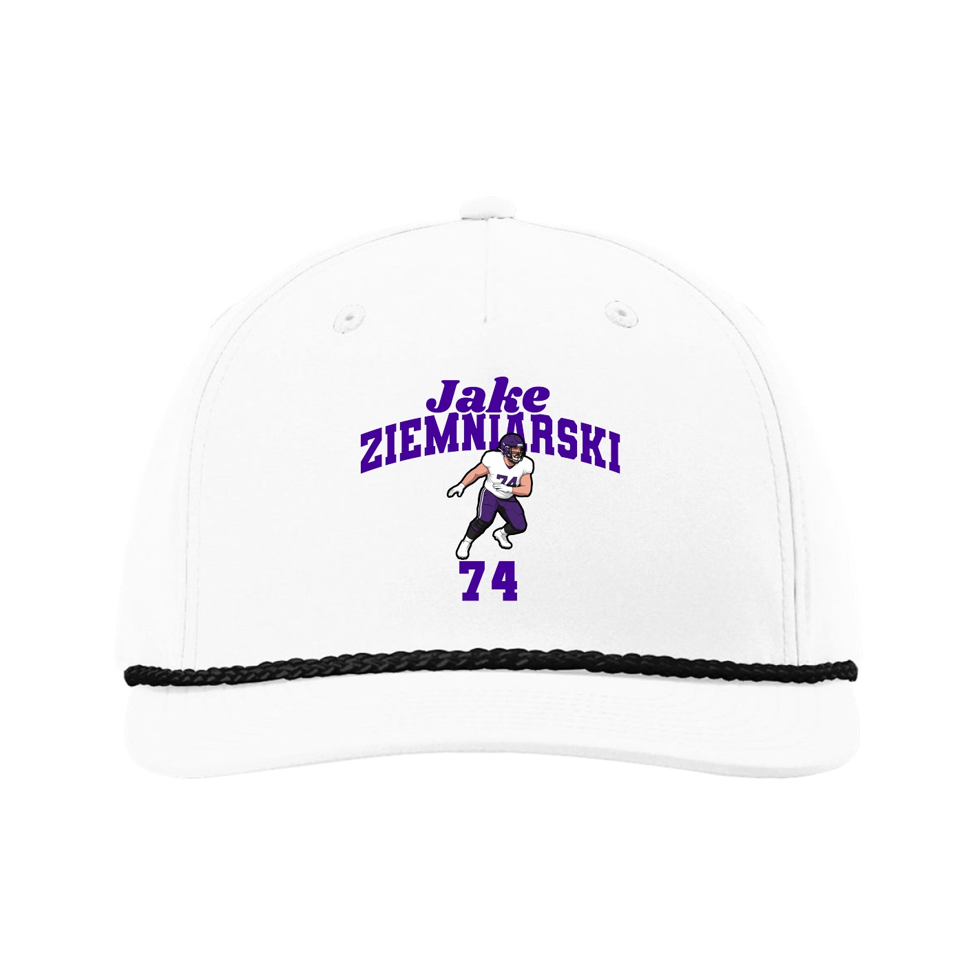 Five-Panel Classic Rope Cap — Signature Arch in White