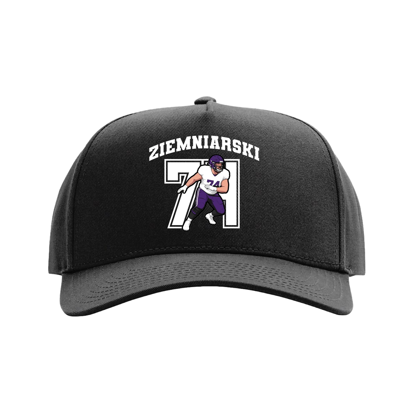 Full Fabric Five-Panel Champ Cap — Number in Black