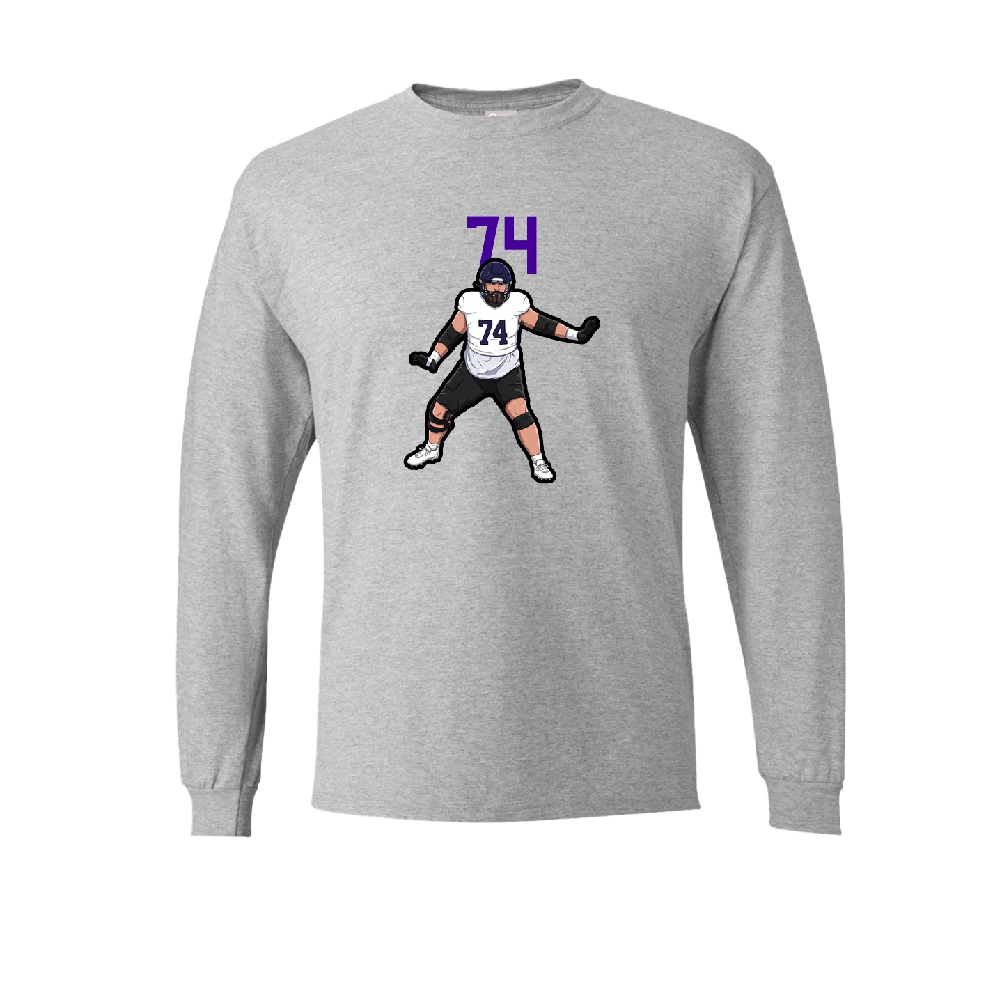 Long Sleeve Tee — Number Top in Grey