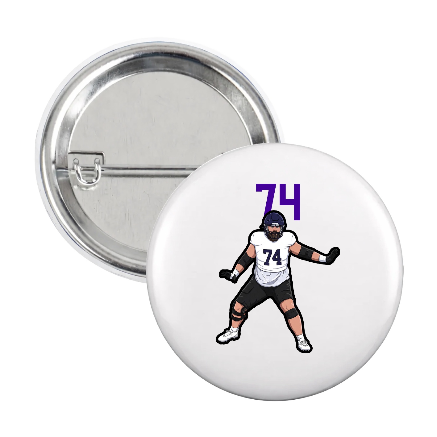 Game Day Button — Number Top in White