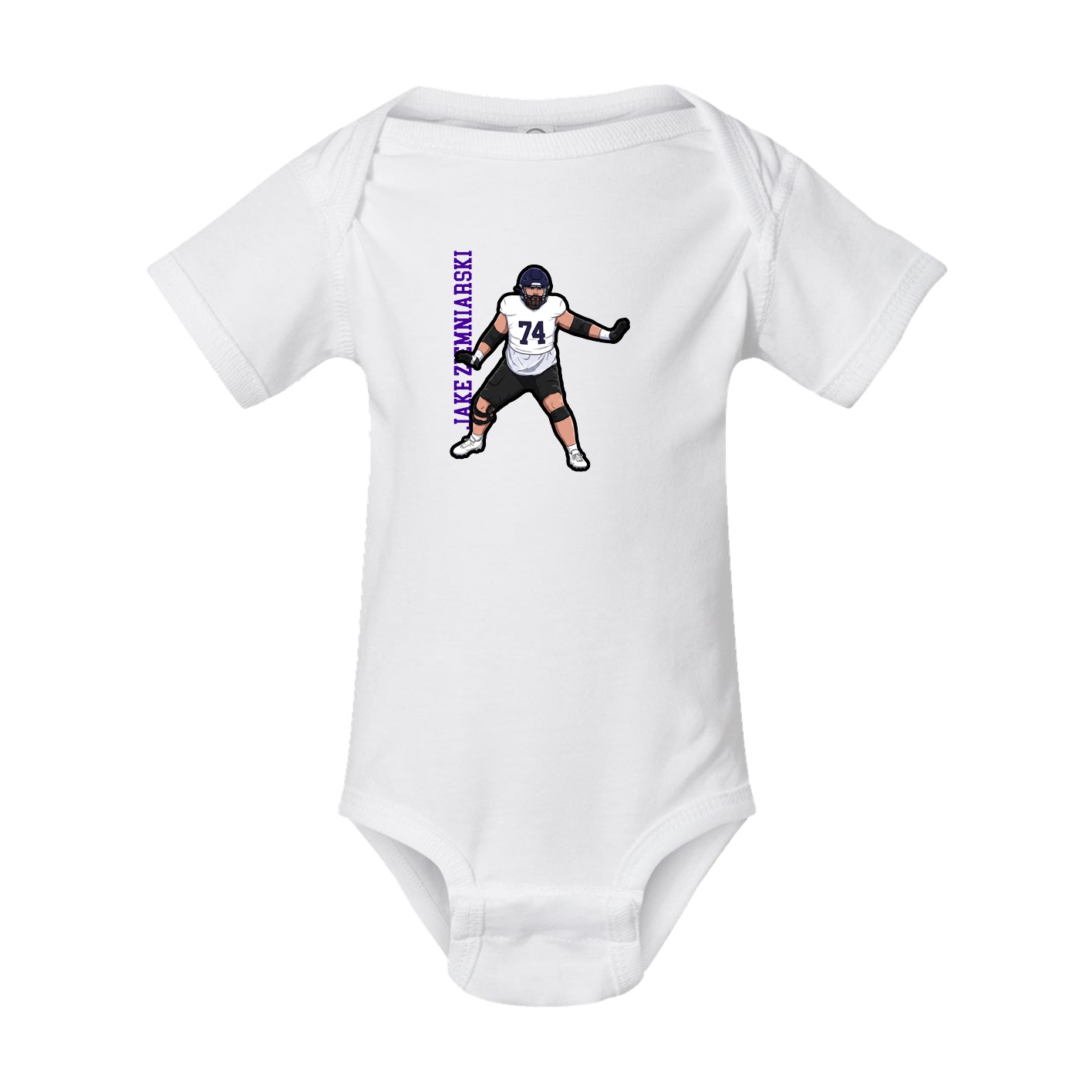 Baby Onesie — Name Vertical in White