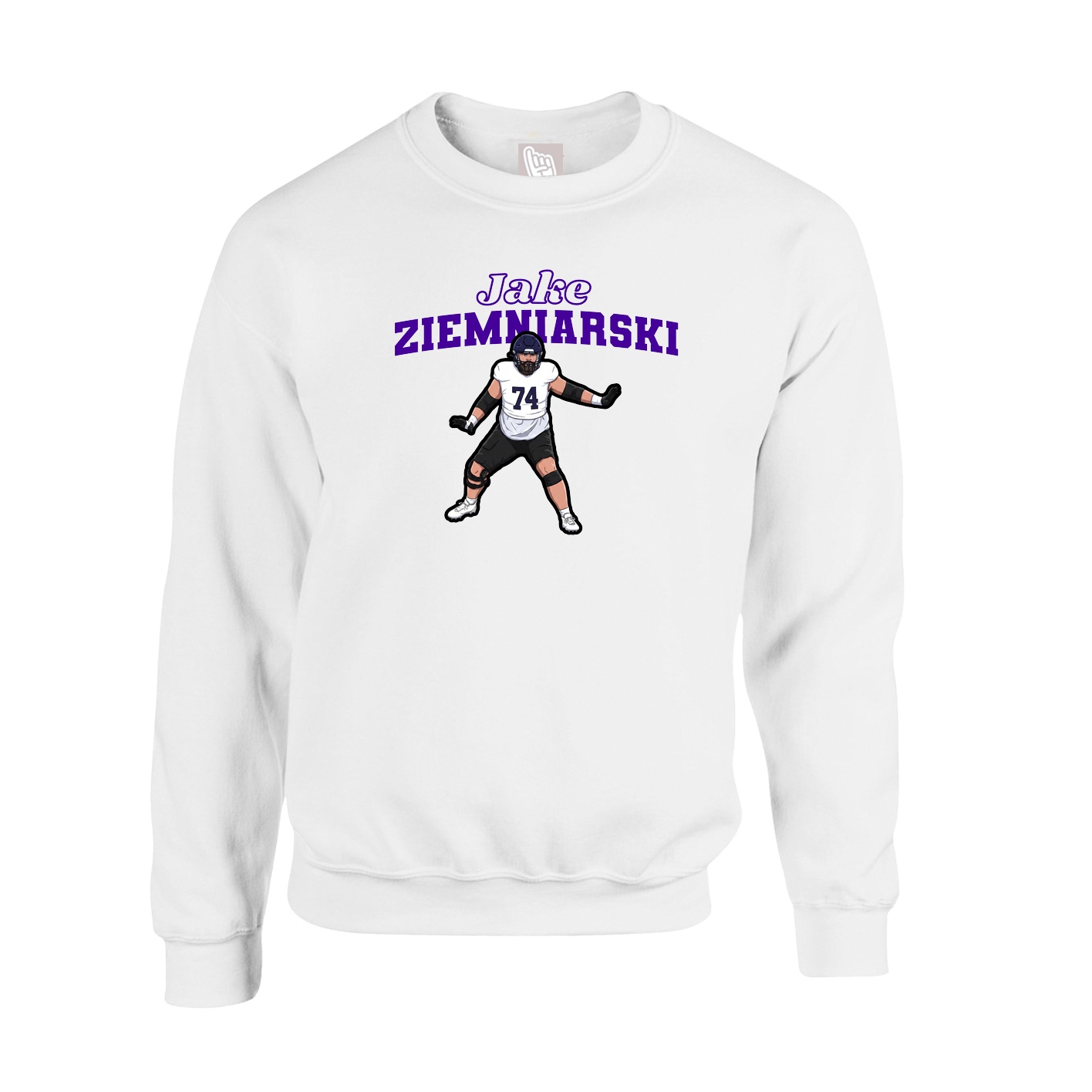 Fleece Crew — Name Arch in White