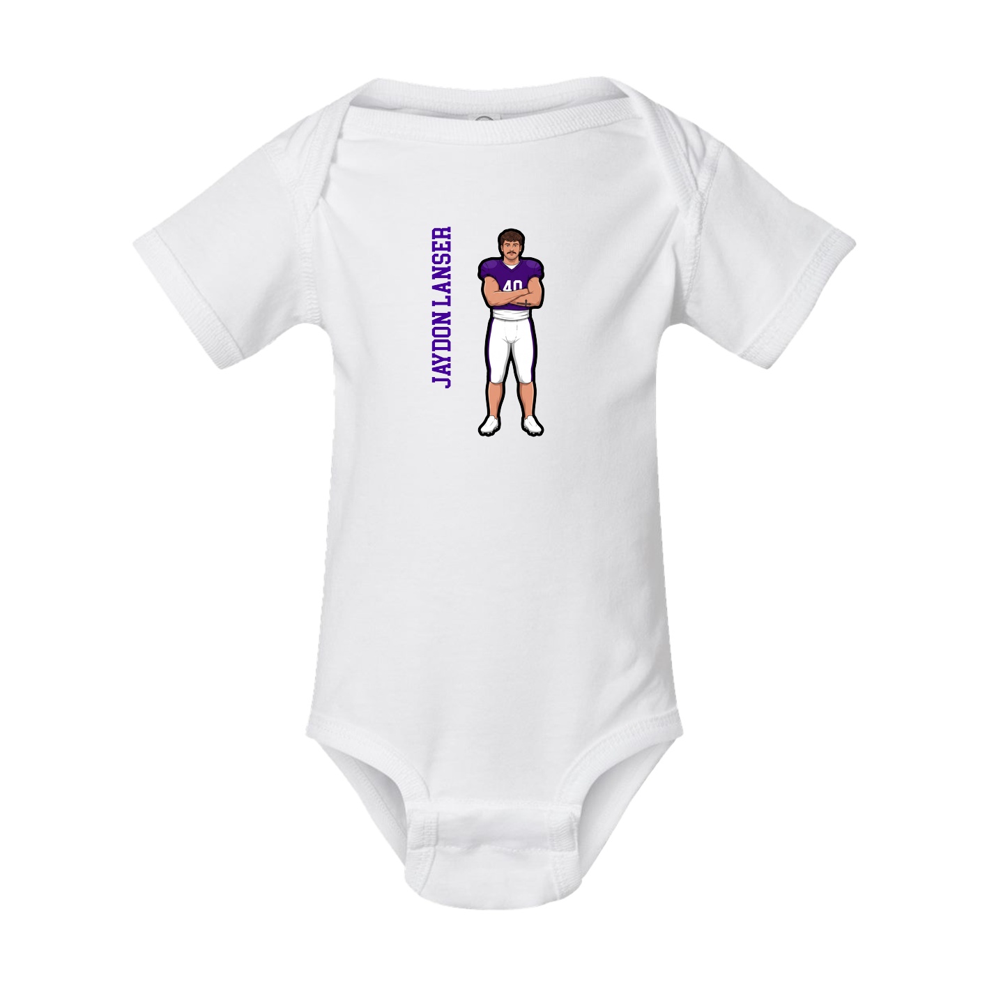 Baby Onesie — Name Vertical in White