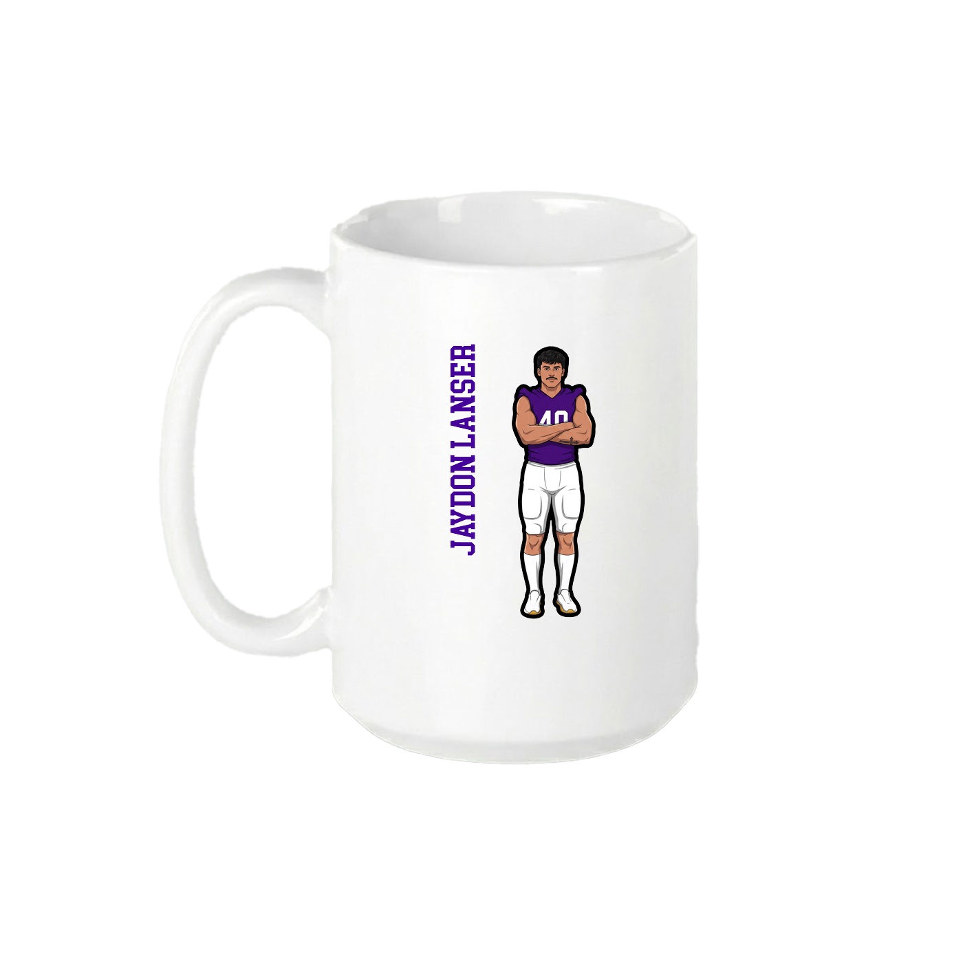15oz Coffee Mug — Name Vertical in White