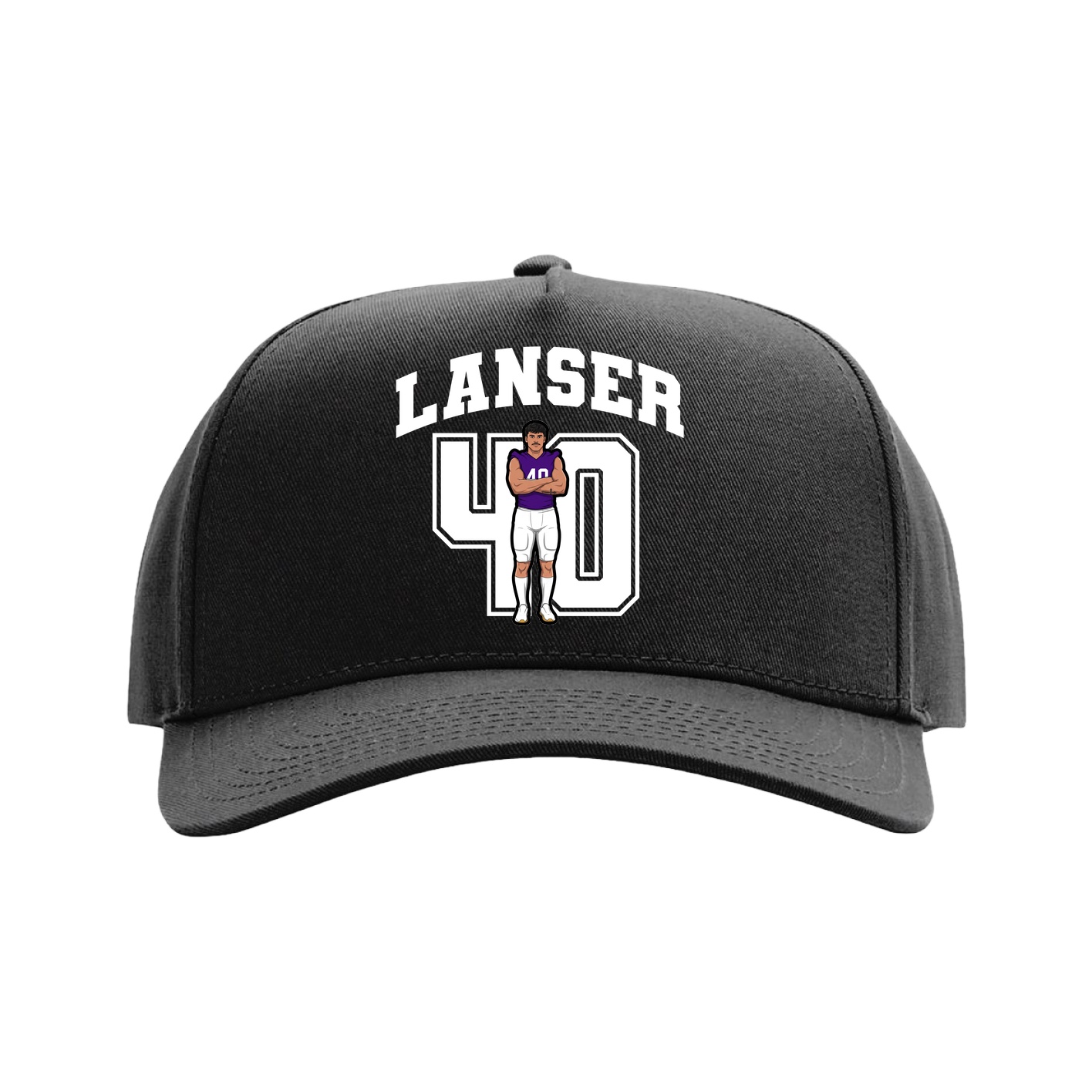 Full Fabric Five-Panel Champ Cap — Number in Black