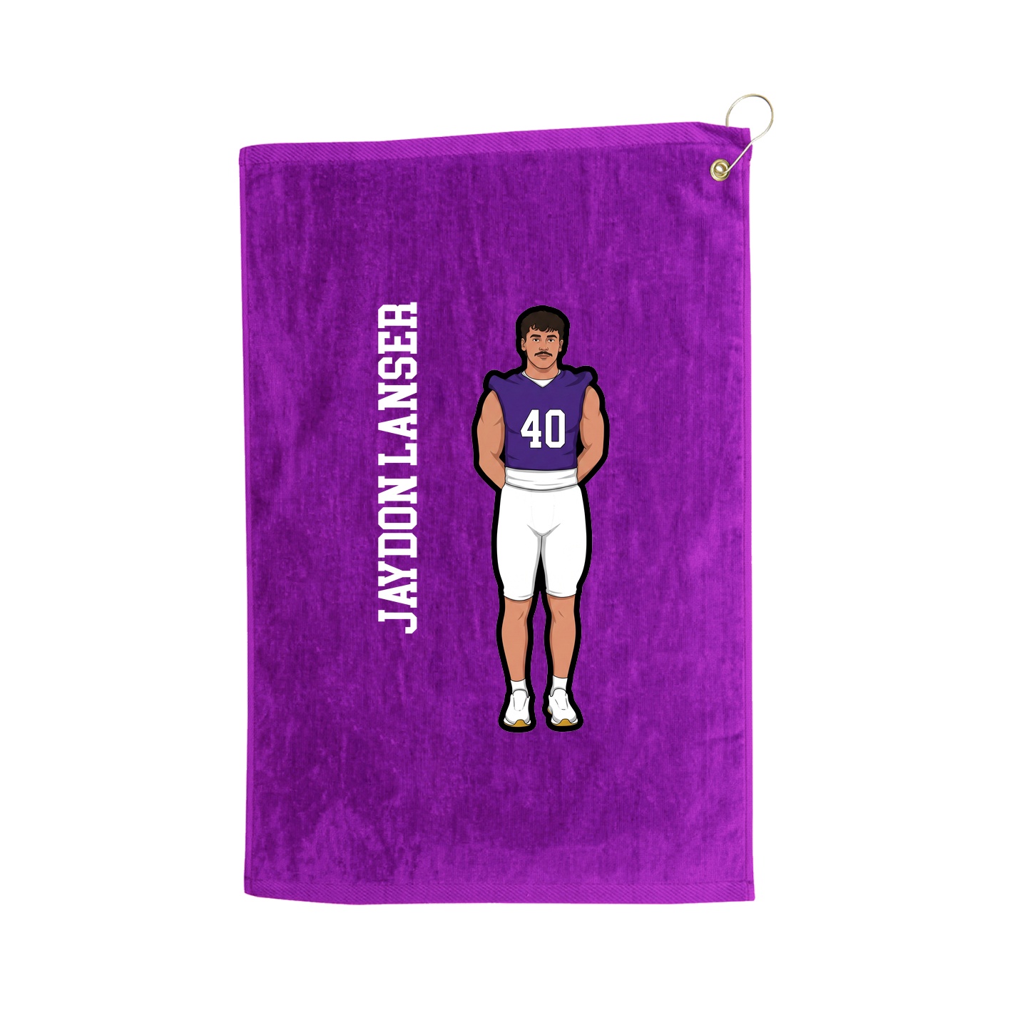 Golf Towel — Name Vertical in Purple